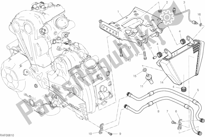 All parts for the Oil Cooler of the Ducati Diavel Xdiavel 1260 2018