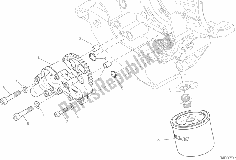 All parts for the Oil Pump - Filter of the Ducati Diavel Xdiavel 1260 2018
