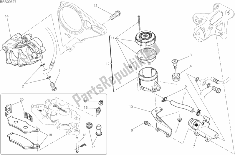 All parts for the Rear Brake System of the Ducati Diavel Xdiavel 1260 2018