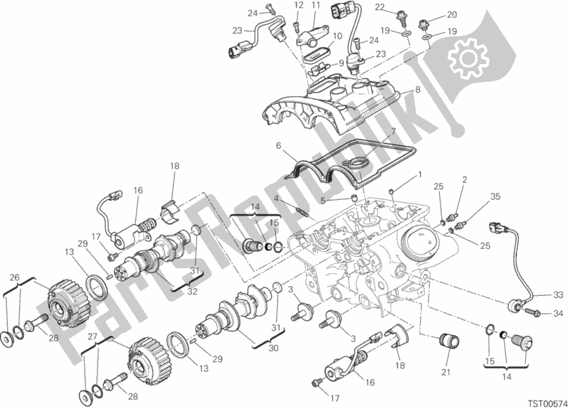 Tutte le parti per il Testata Verticale - Fasatura del Ducati Diavel Xdiavel 1260 2018