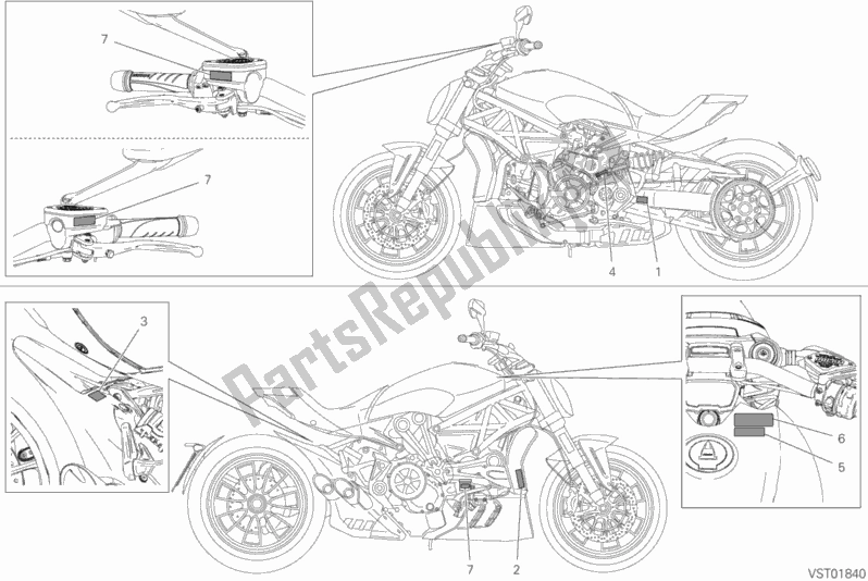 All parts for the Warning Labels of the Ducati Diavel Xdiavel 1260 2018