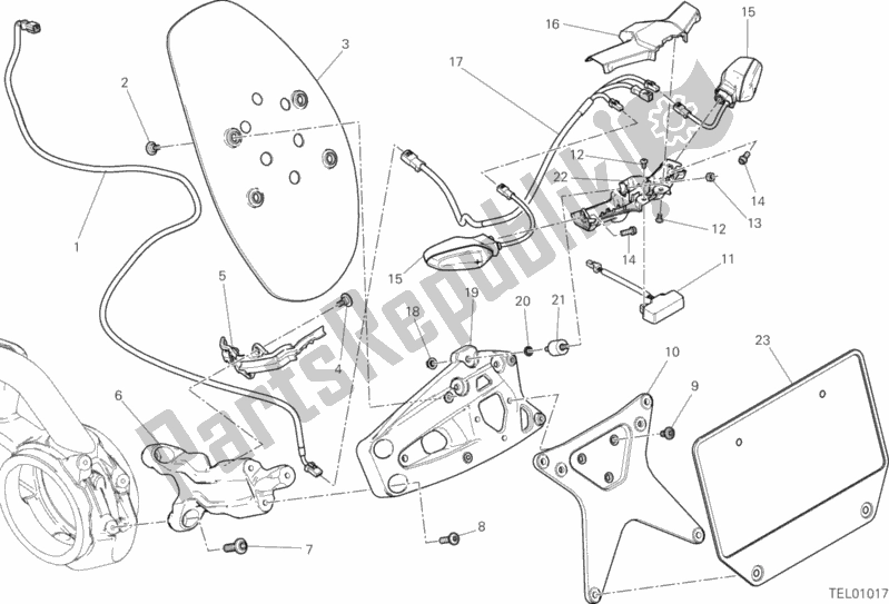 Alle onderdelen voor de 27a - Plaathouder van de Ducati Diavel Xdiavel 1260 2019