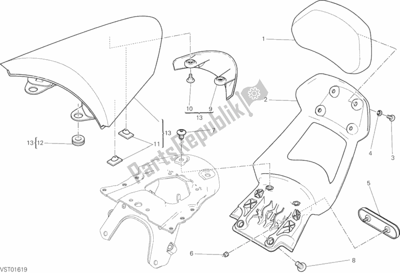 Alle onderdelen voor de Accessoires van de Ducati Diavel Xdiavel 1260 2019