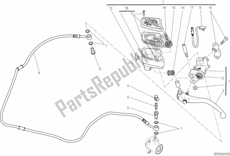 Alle onderdelen voor de Koppeling Hoofdremcilinder van de Ducati Diavel Xdiavel 1260 2019