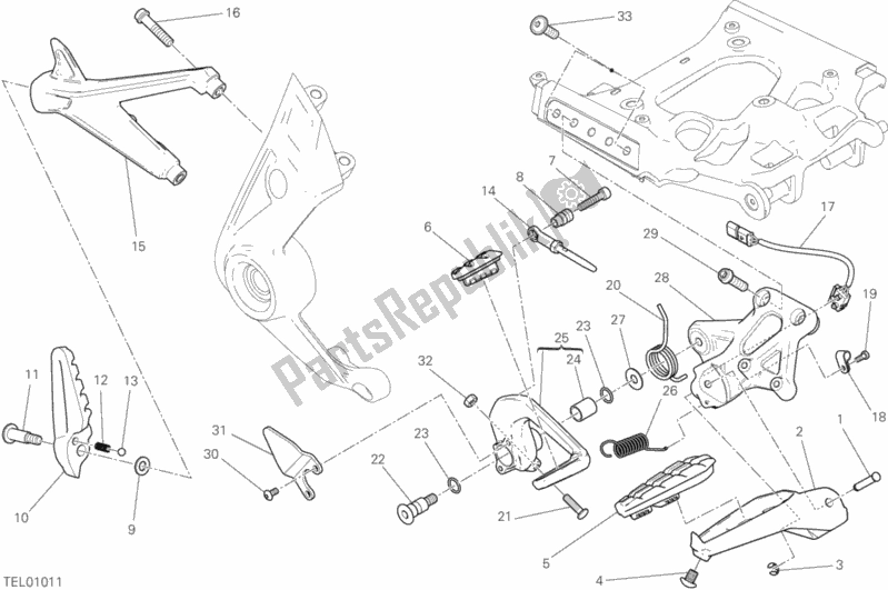 Alle onderdelen voor de Voetsteunen, Juist van de Ducati Diavel Xdiavel 1260 2019
