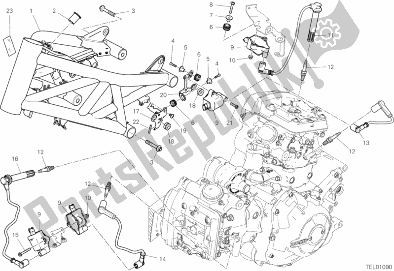 All parts for the Frame of the Ducati Diavel Xdiavel 1260 2019