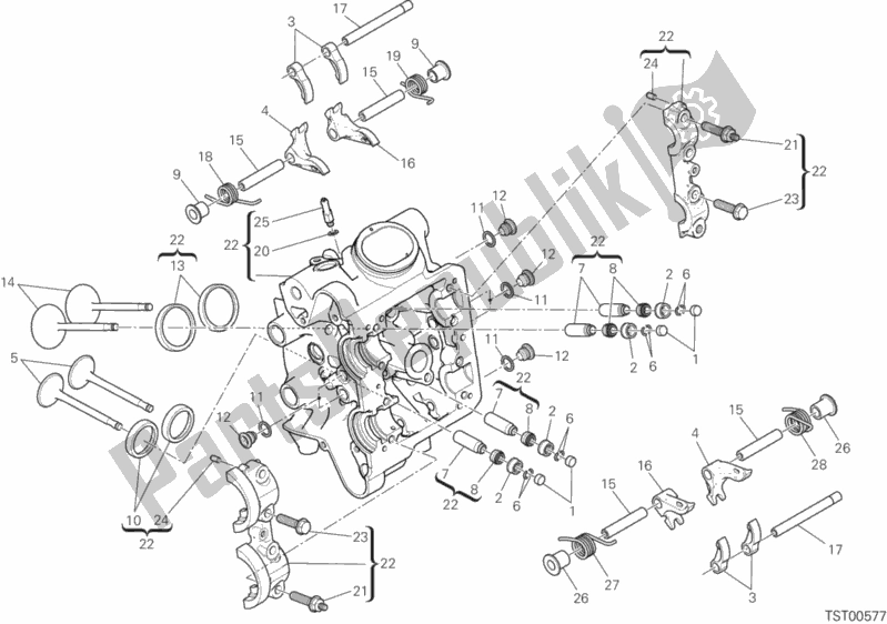 Alle onderdelen voor de Horizontale Kop van de Ducati Diavel Xdiavel 1260 2019