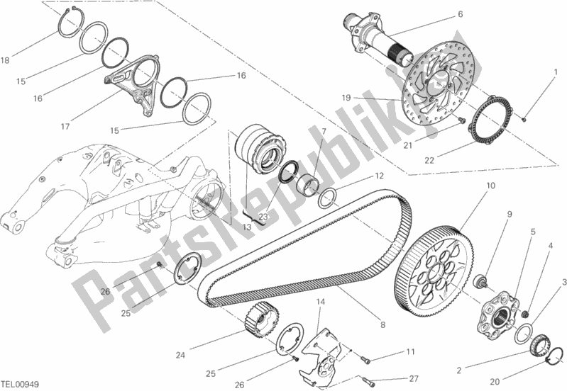 Alle onderdelen voor de Naaf, Achterwiel van de Ducati Diavel Xdiavel 1260 2019