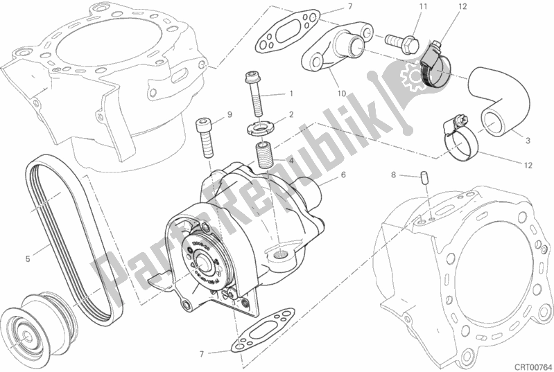 Alle onderdelen voor de Pompa Acqua van de Ducati Diavel Xdiavel 1260 2019