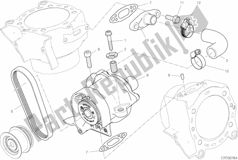 Alle onderdelen voor de Pompa Acqua van de Ducati Diavel Xdiavel 1260 2019