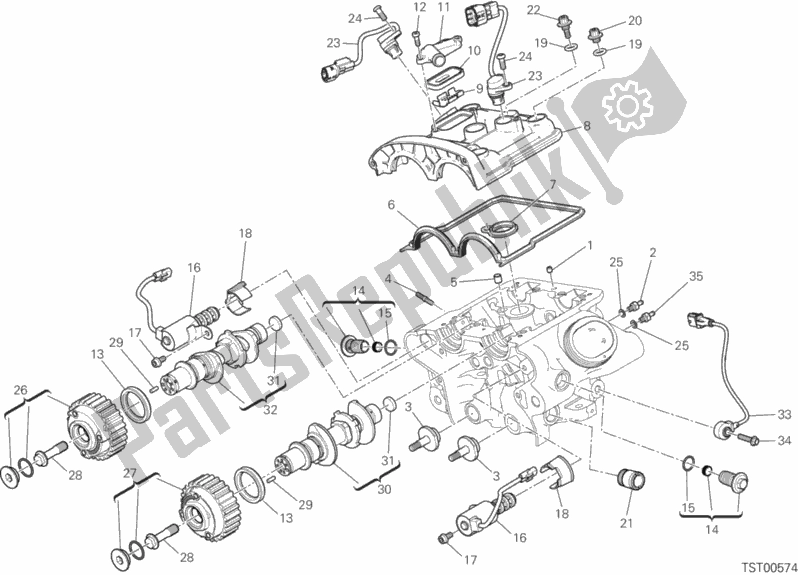 All parts for the Vertical Cylinder Head - Timing of the Ducati Diavel Xdiavel 1260 2019