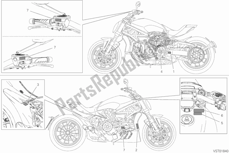 Todas las partes para Etiquetas De Advertencia de Ducati Diavel Xdiavel 1260 2019