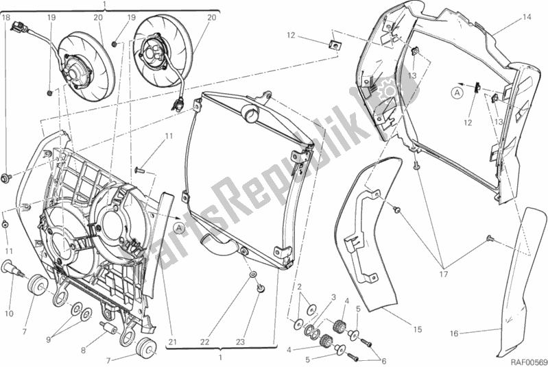 Alle onderdelen voor de Waterkoeler van de Ducati Diavel Xdiavel 1260 2019
