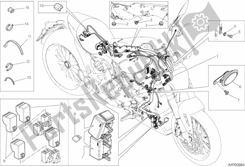 Alle onderdelen voor de Kabelboom van de Ducati Diavel Xdiavel 1260 2019
