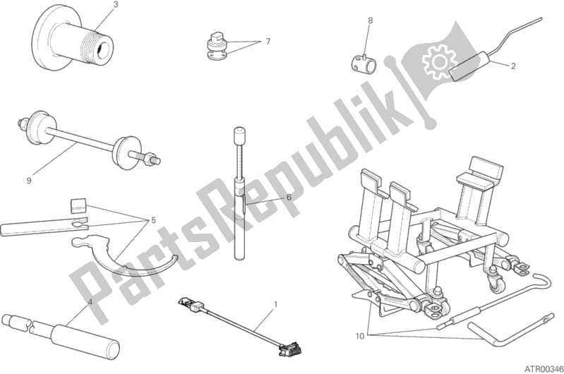 Alle onderdelen voor de Werkplaats Service Tools, Frame van de Ducati Diavel Xdiavel 1260 2019