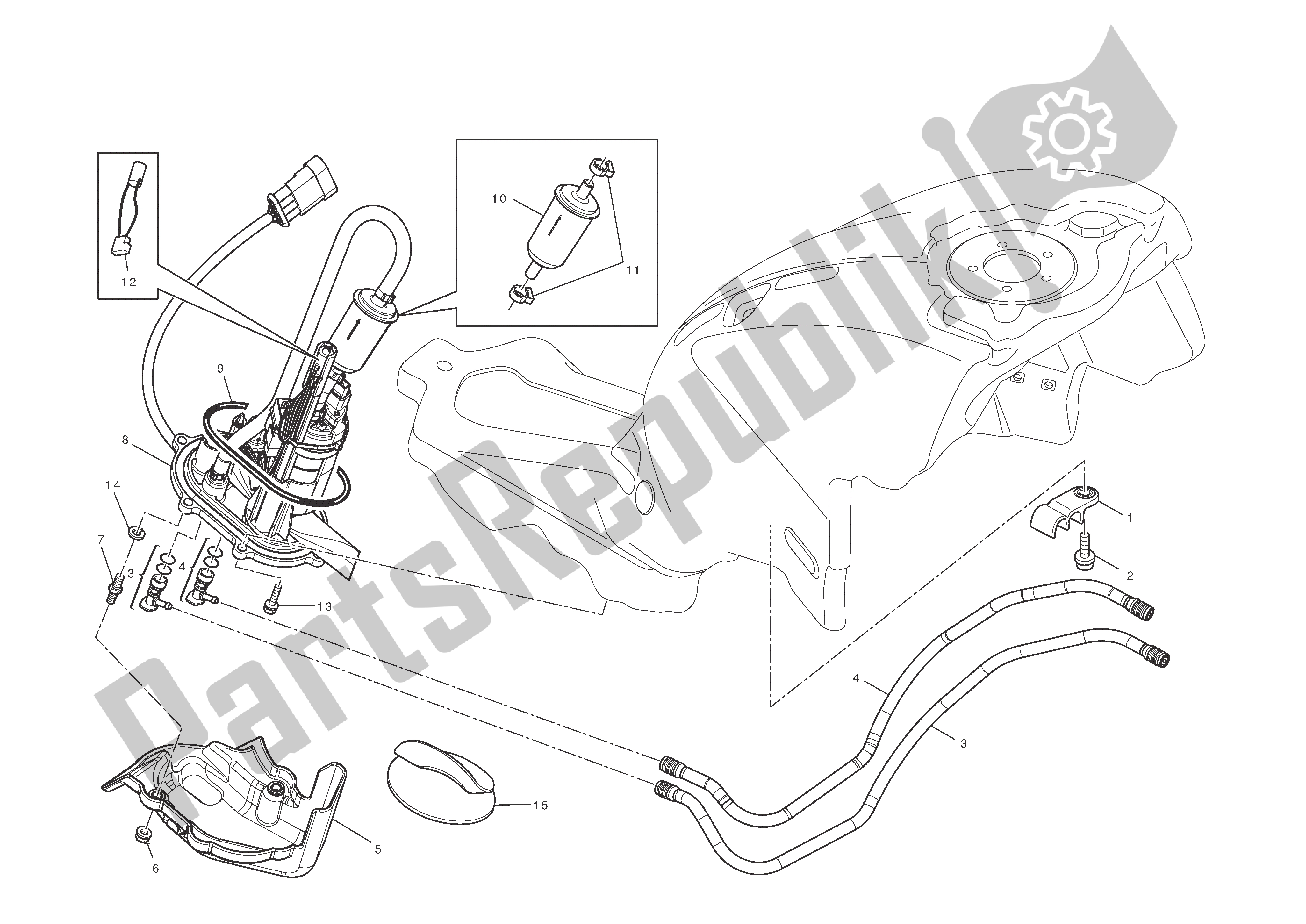 Alle onderdelen voor de Brandstof Systeem van de Ducati Monster 1100 2012