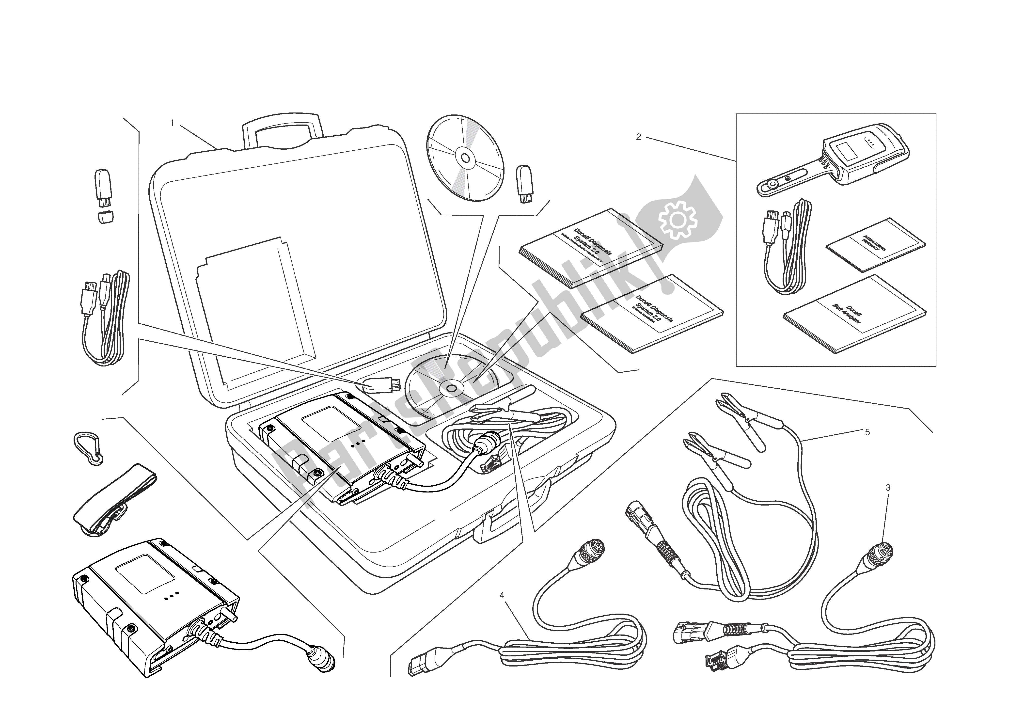 Alle onderdelen voor de Dds (2) Tester van de Ducati Monster 1100 2012