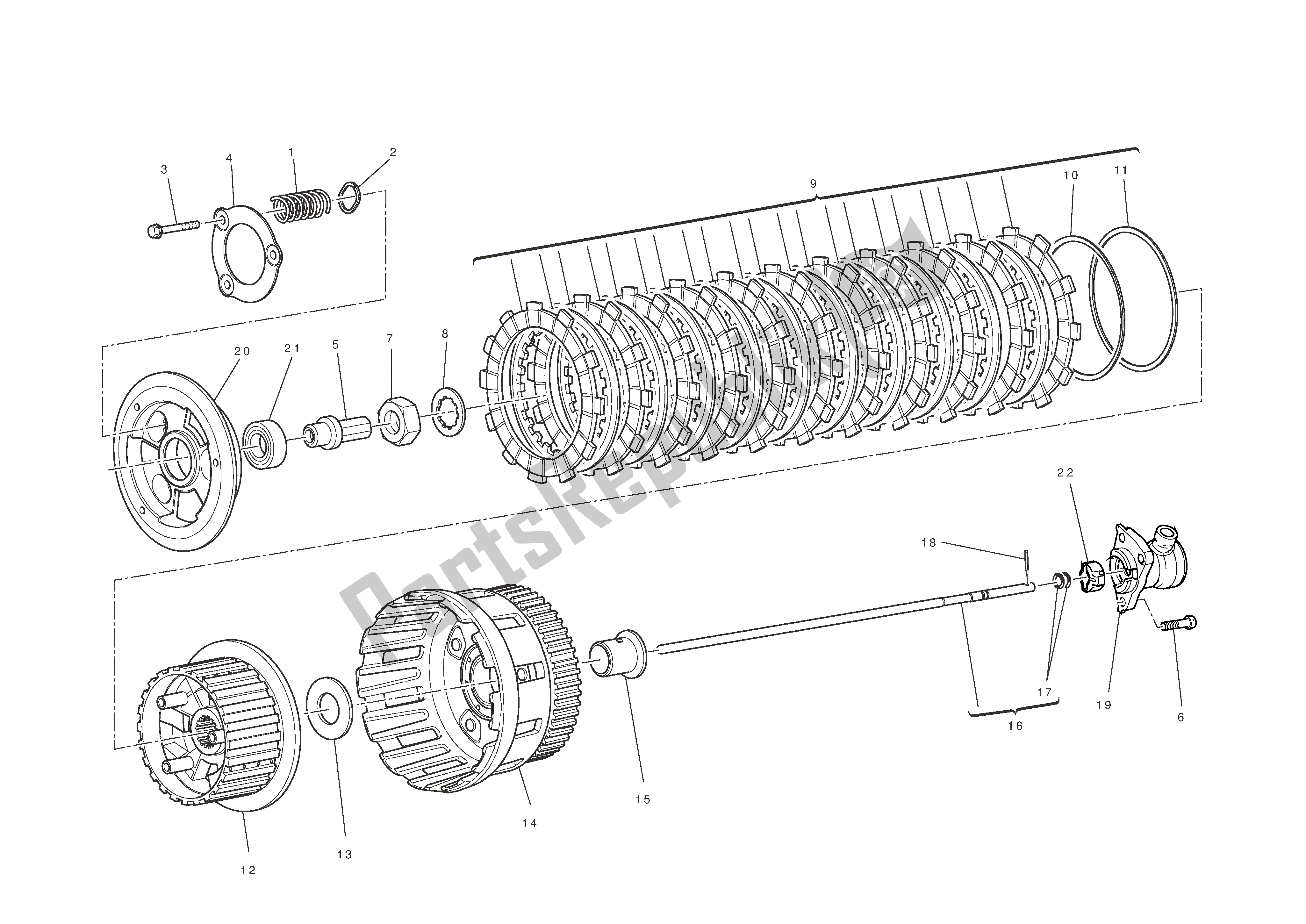 Alle onderdelen voor de Koppeling van de Ducati Monster 1100 2012