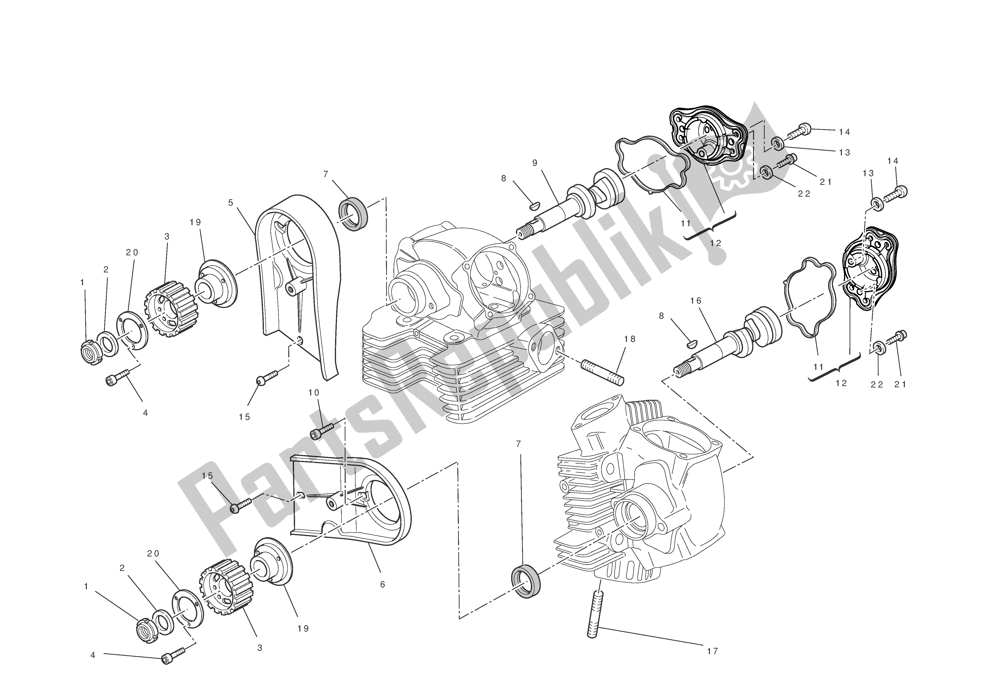 Alle onderdelen voor de Cilinderkop: Timingsysteem van de Ducati Monster 1100 2012