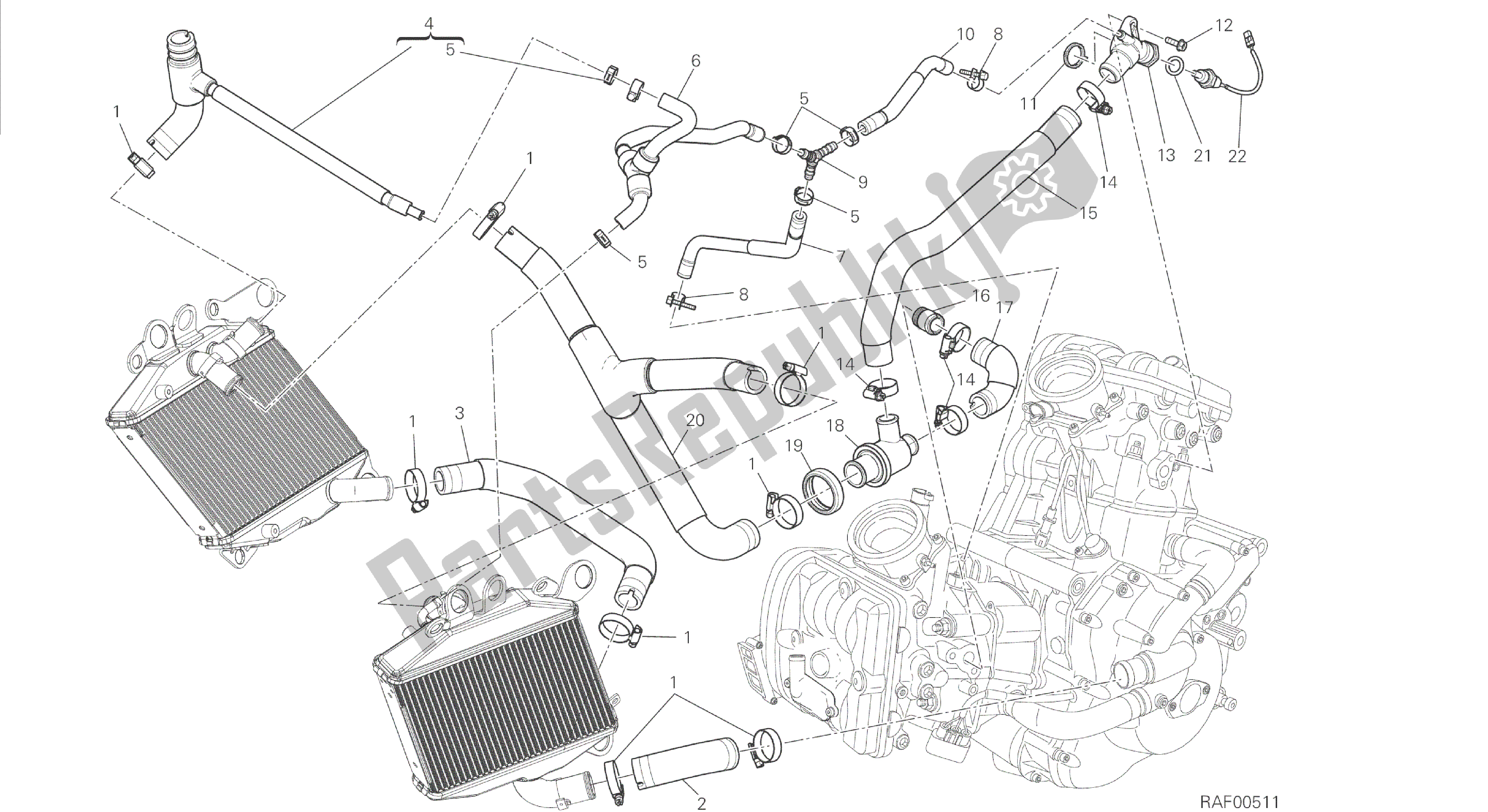 Tutte le parti per il Disegno 031 - Gruppo Gruppo Circuito Di Raffreddamento [mod: Dvl] del Ducati Diavel 1200 2014