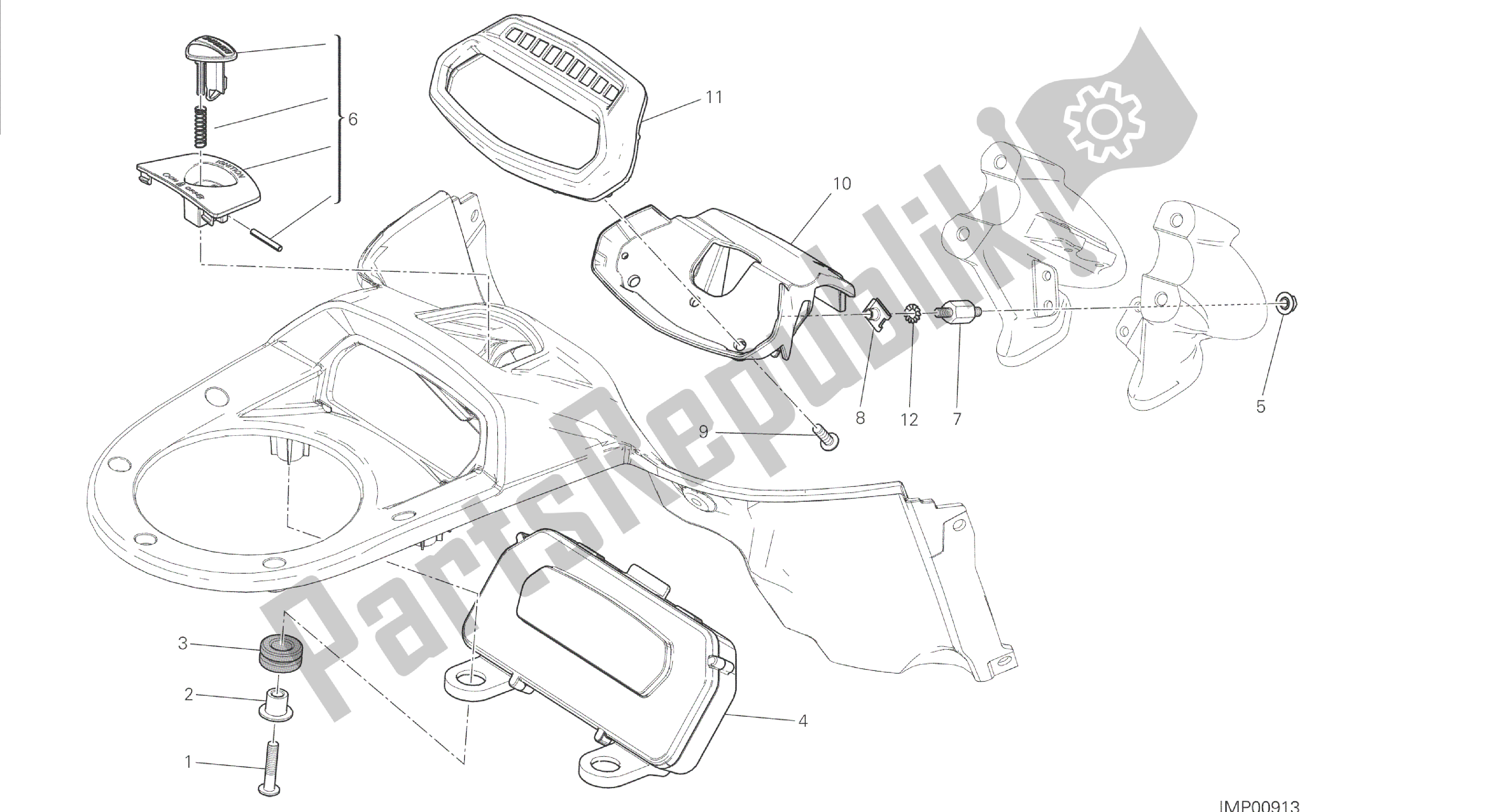 Tutte le parti per il Disegno 20a - Quadro Strumenti [mod: Dvl] Cornice Di Gruppo del Ducati Diavel 1200 2014