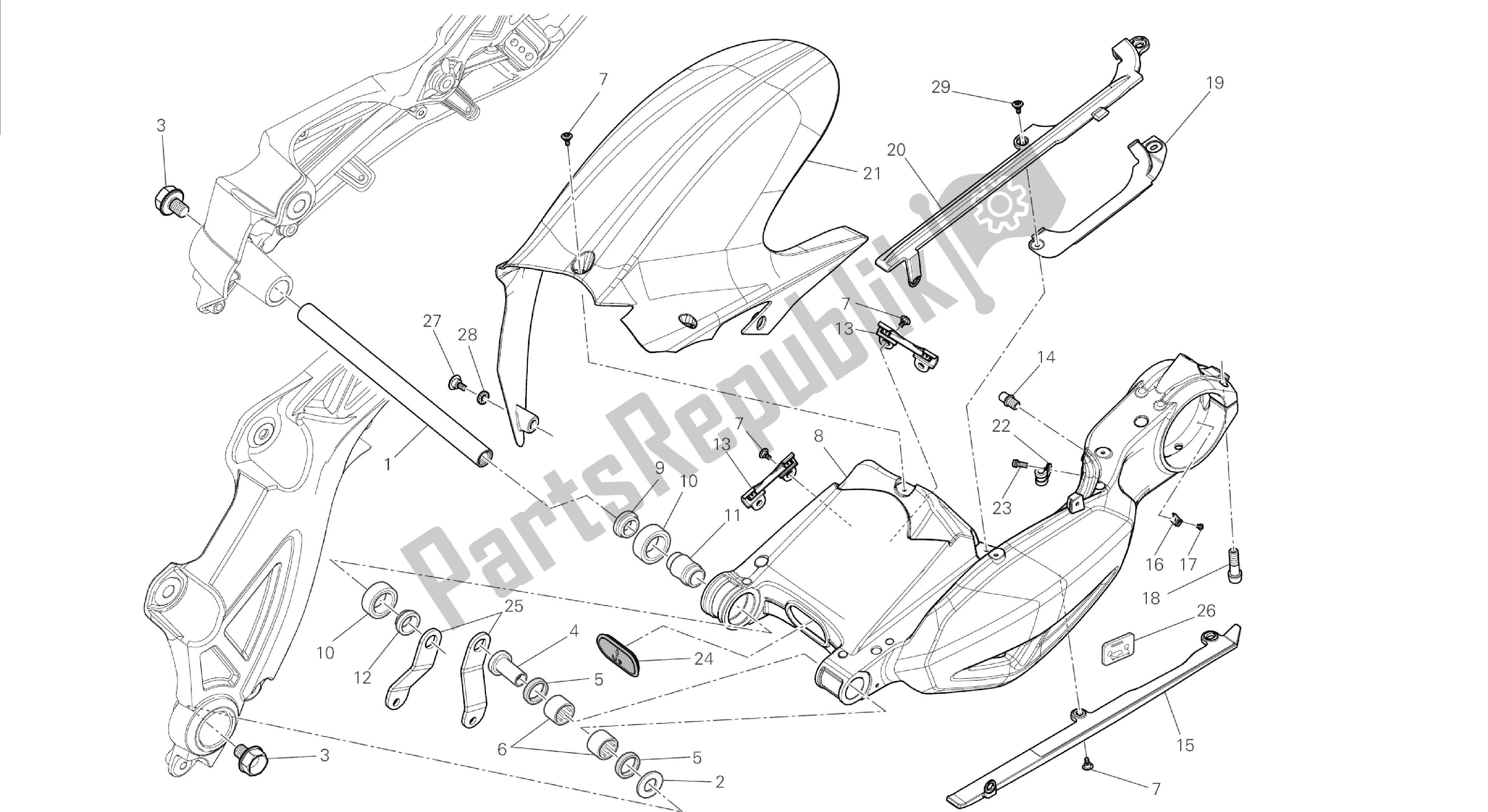 Todas las partes para Dibujo 28a - Marco De Grupo De Brazo Oscilante [mod: Dvl] de Ducati Diavel 1200 2014