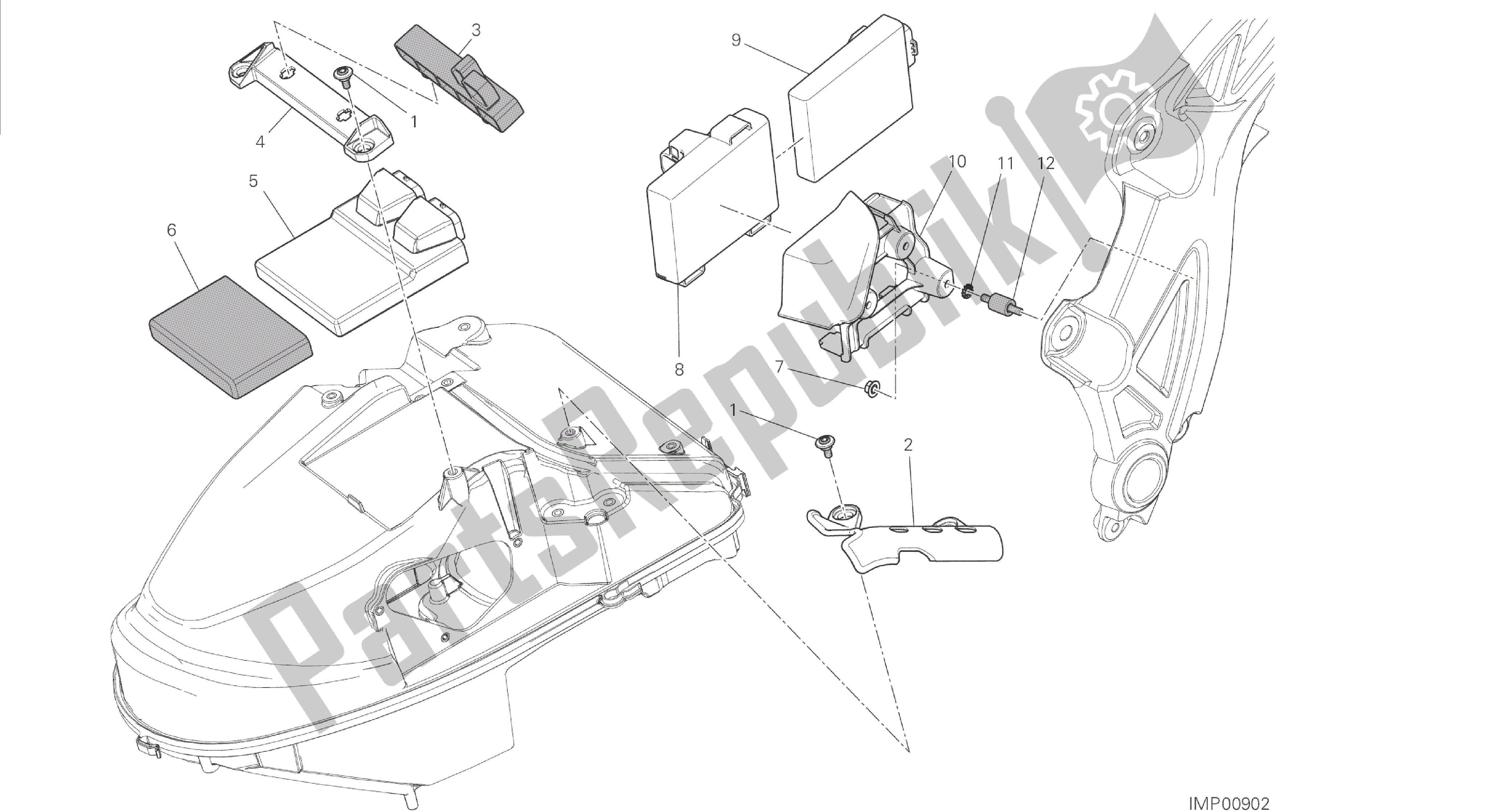 Todas las partes para Dibujo 18a - Unidad De Control Del Motor [mod: Dvl] Grupo Eléctrico de Ducati Diavel 1200 2014