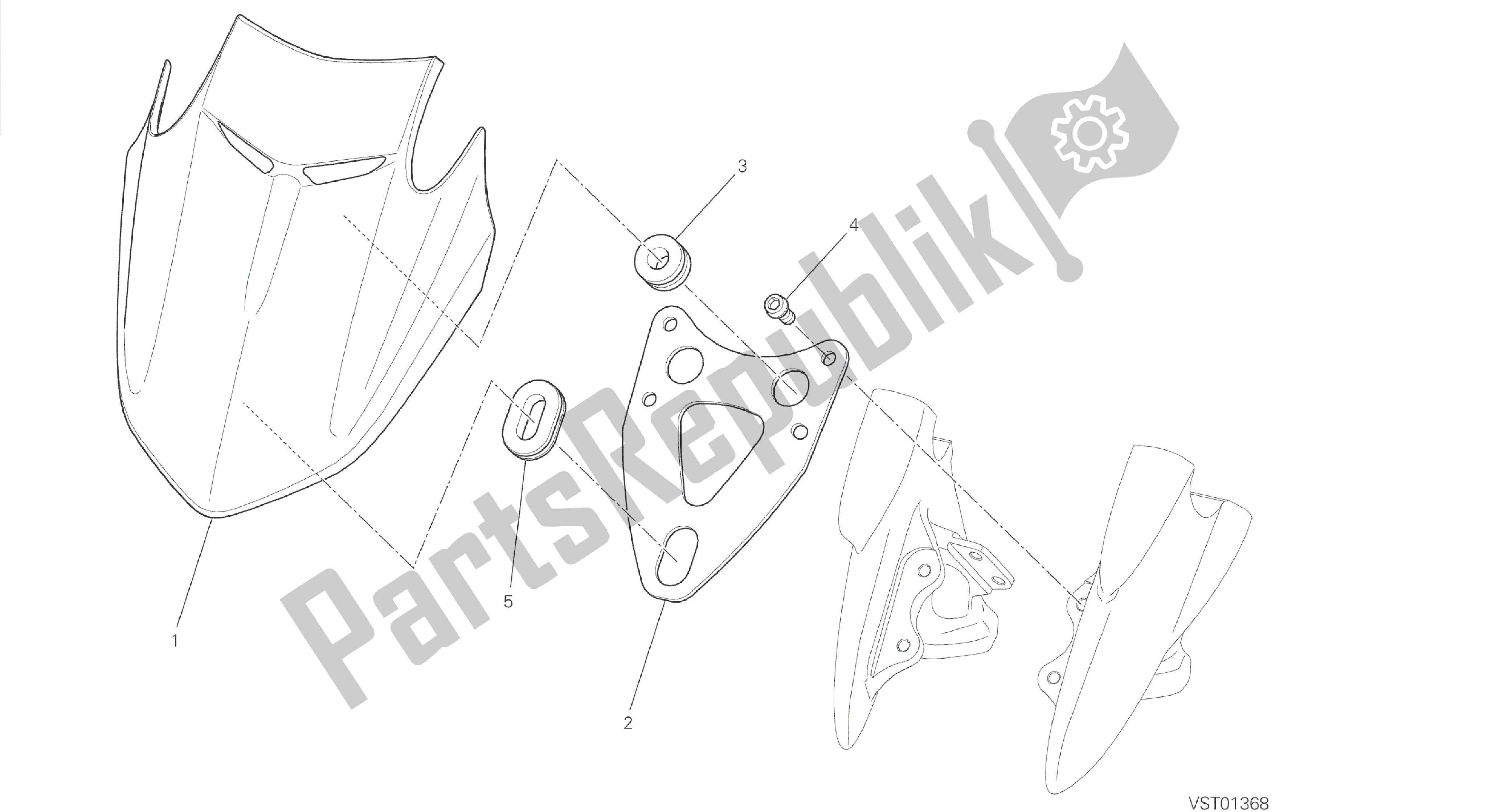Tutte le parti per il Disegno 37a - Cornice Del Gruppo Parabrezza [mod: Dvl] del Ducati Diavel 1200 2014