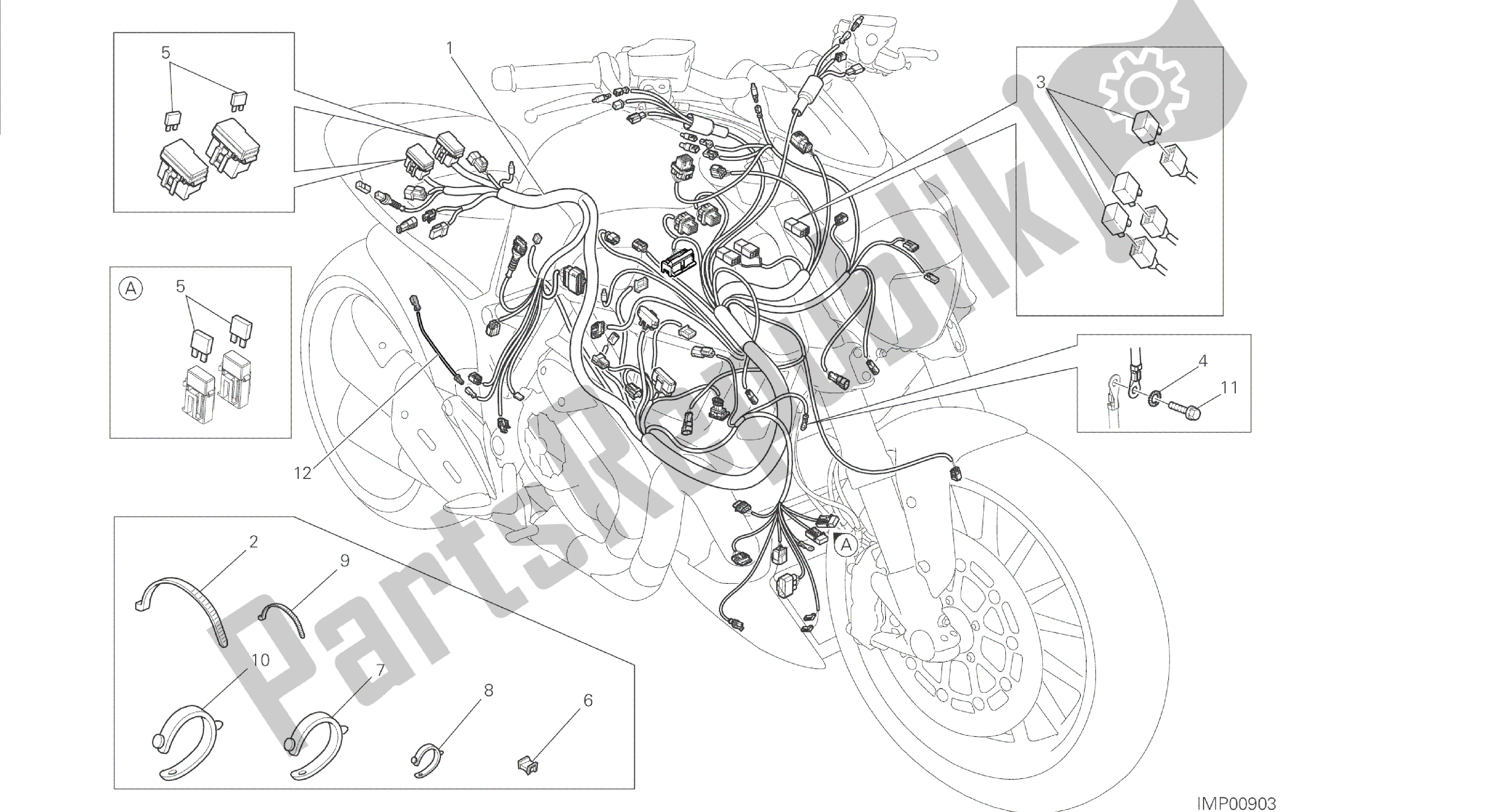 Todas las partes para Dibujo 18b - Mazo De Cables [mod: Dvl] Grupo Eléctrico de Ducati Diavel 1200 2014