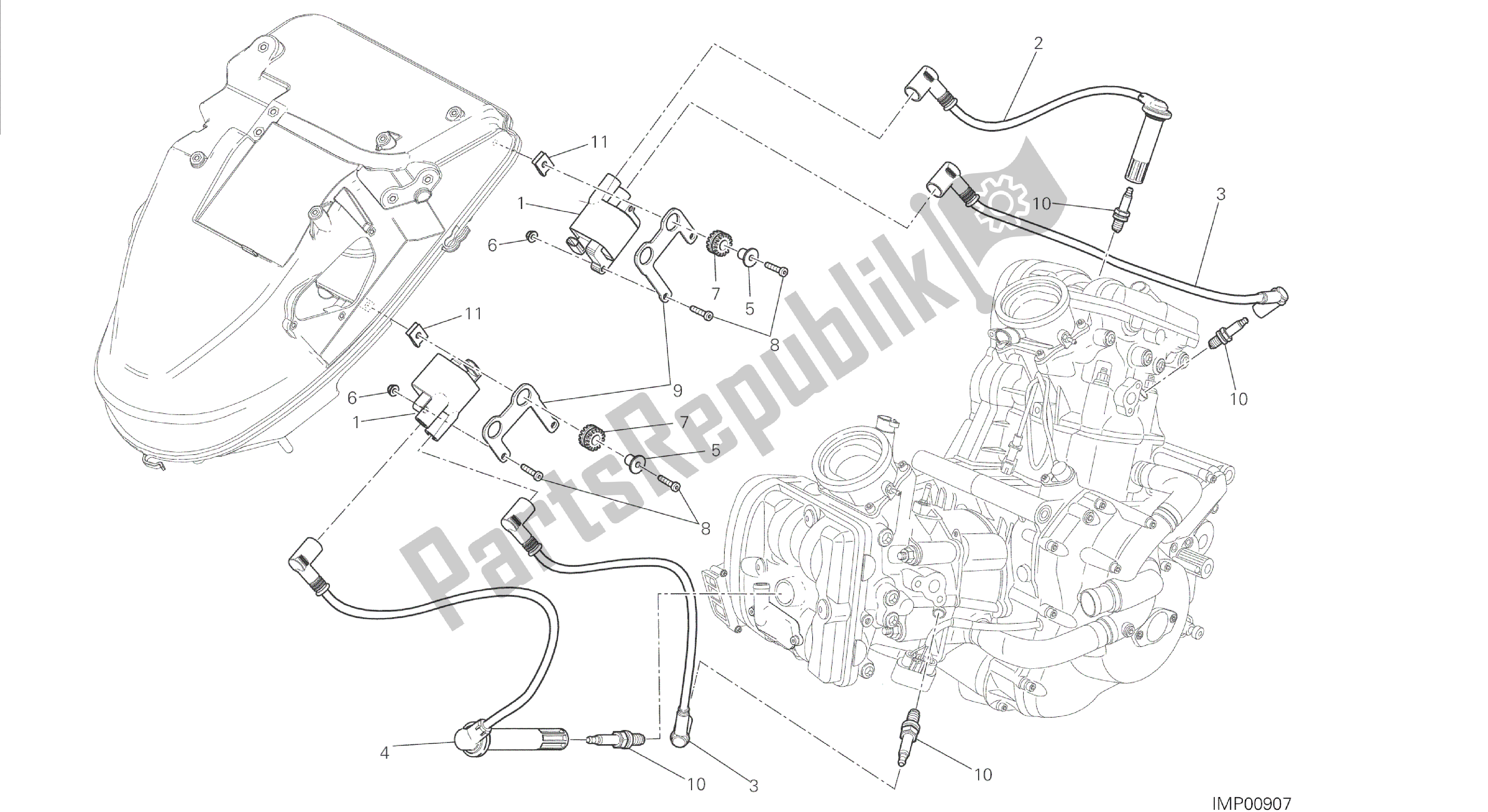 Tutte le parti per il Disegno 18c - Gruppo Cavi (bobina) [mod: Dvl] Gruppo Elettrico del Ducati Diavel 1200 2014