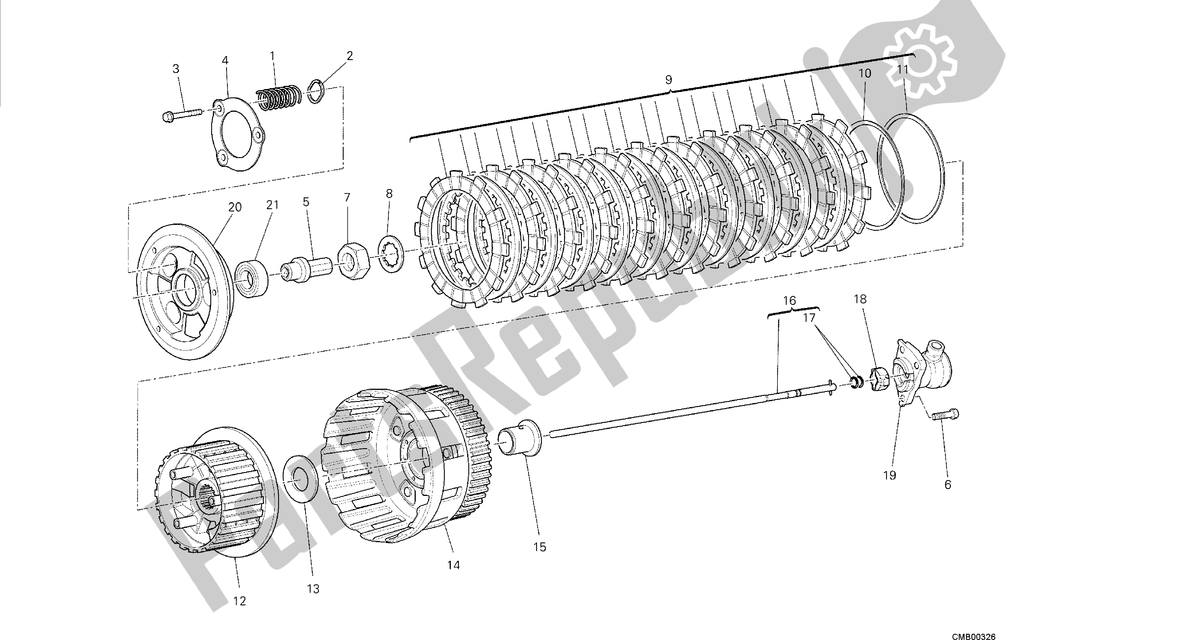 Tutte le parti per il Disegno 004 - Motore Gruppo Frizione [mod: Dvl] del Ducati Diavel 1200 2014