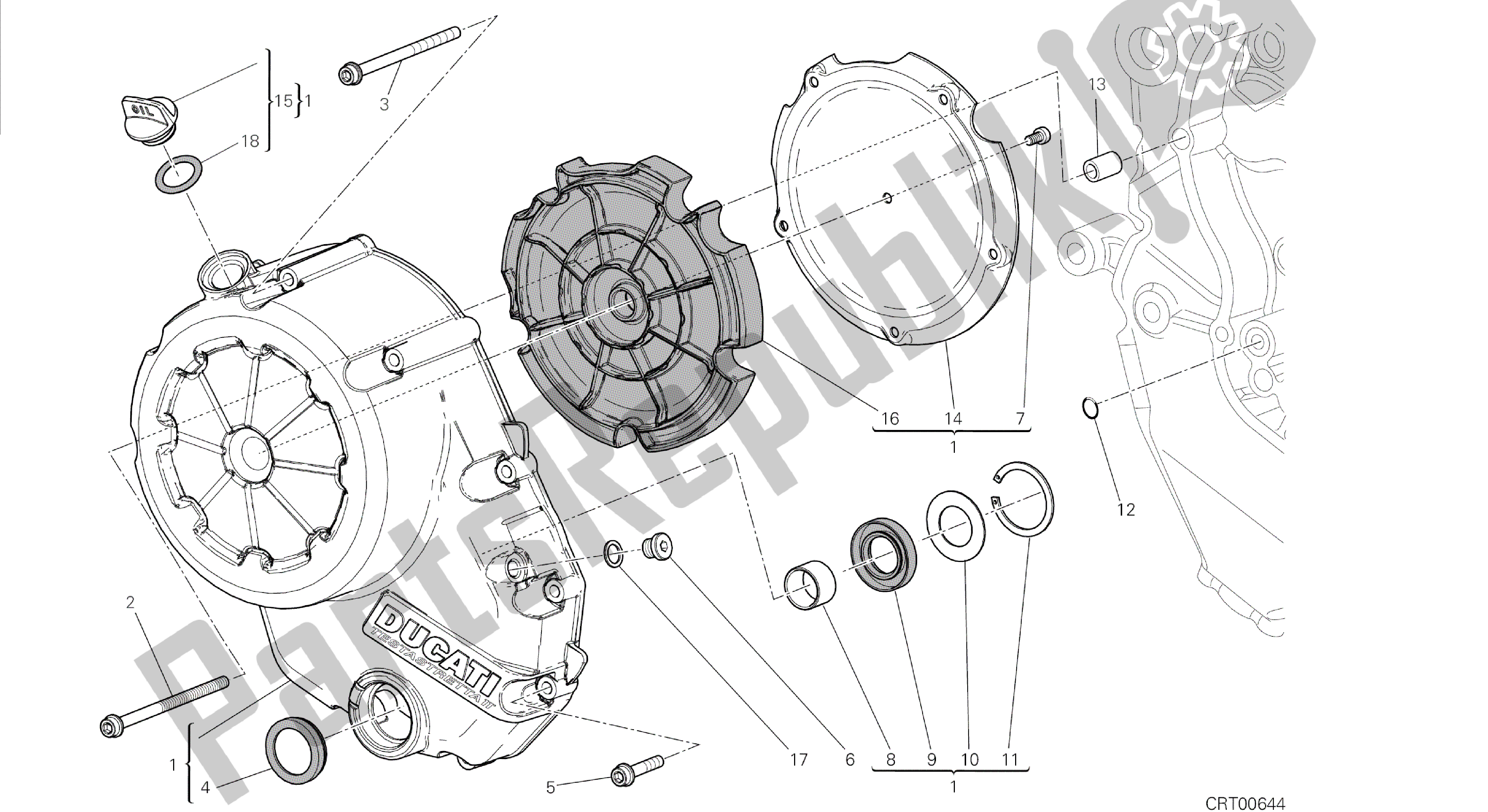 Todas las partes para Dibujo 005 - Motor Del Grupo Cubierta Del Embrague [mod: Dvl] de Ducati Diavel 1200 2014