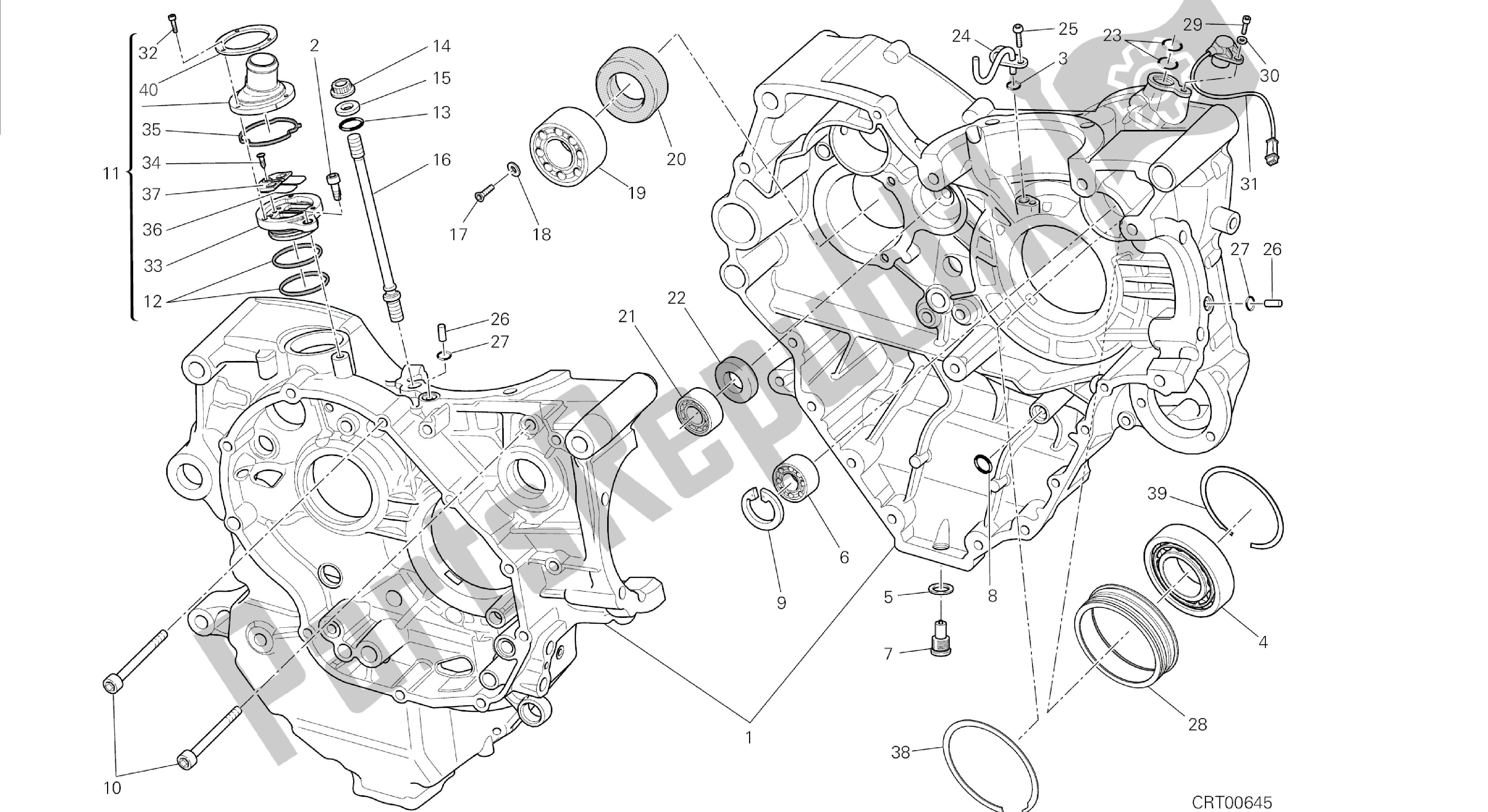 Todas las partes para Dibujo 010 - Motor De Grupo Par De Cárter Medio [mod: Dvl] de Ducati Diavel 1200 2014