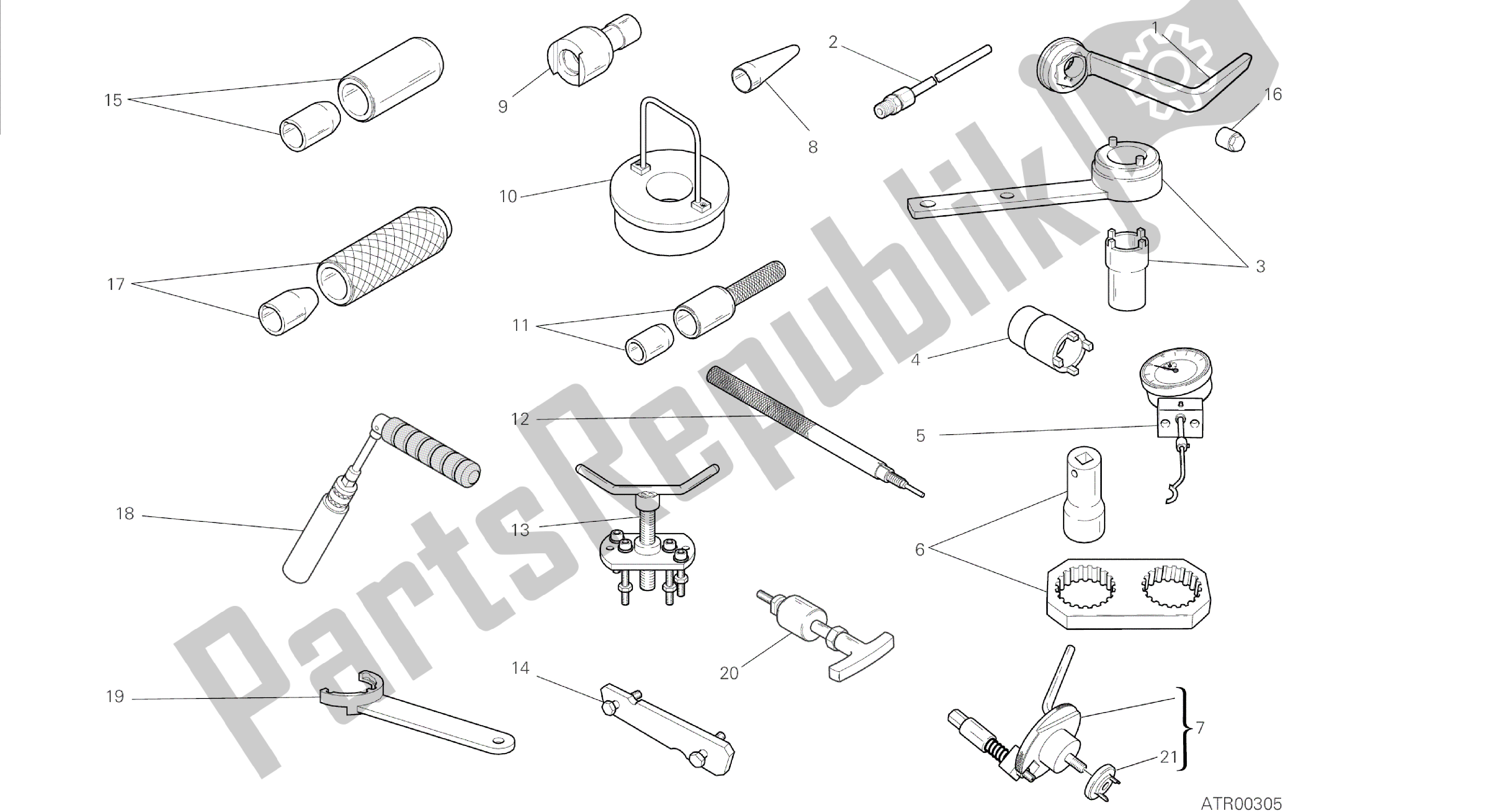 Todas las partes para Dibujo 01a - Herramientas De Servicio De Taller [mod: Dvl] Herramientas De Grupo de Ducati Diavel 1200 2014