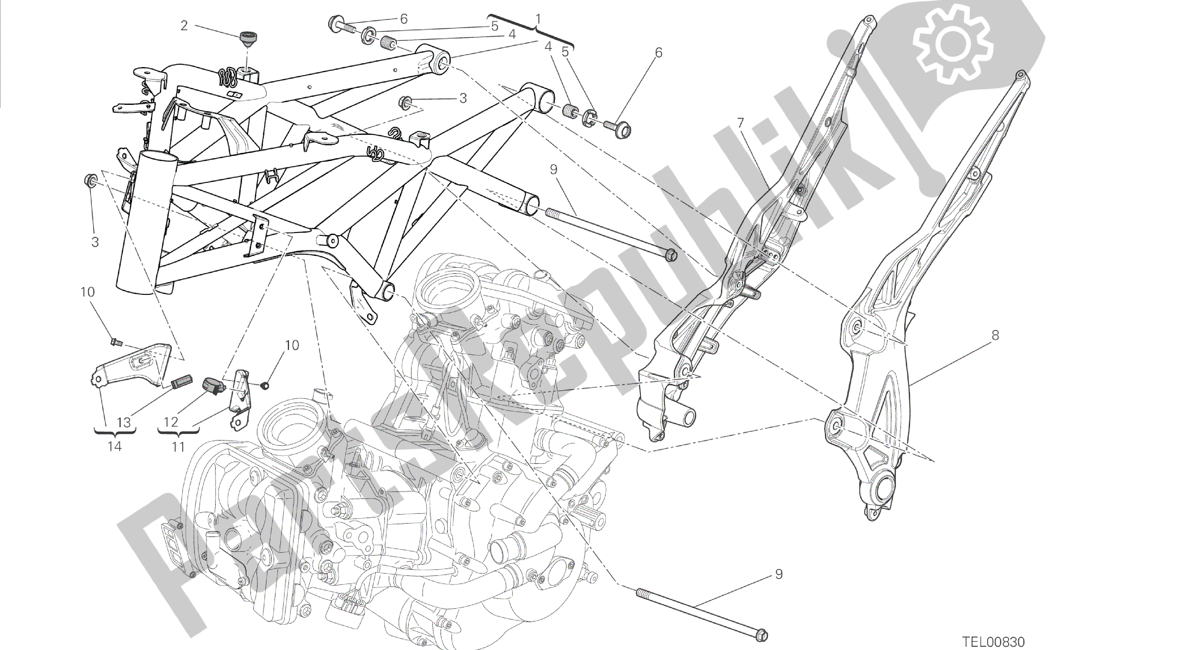 Tutte le parti per il Disegno 022 - Cornice [mod: Dvl] Cornice Di Gruppo del Ducati Diavel 1200 2014