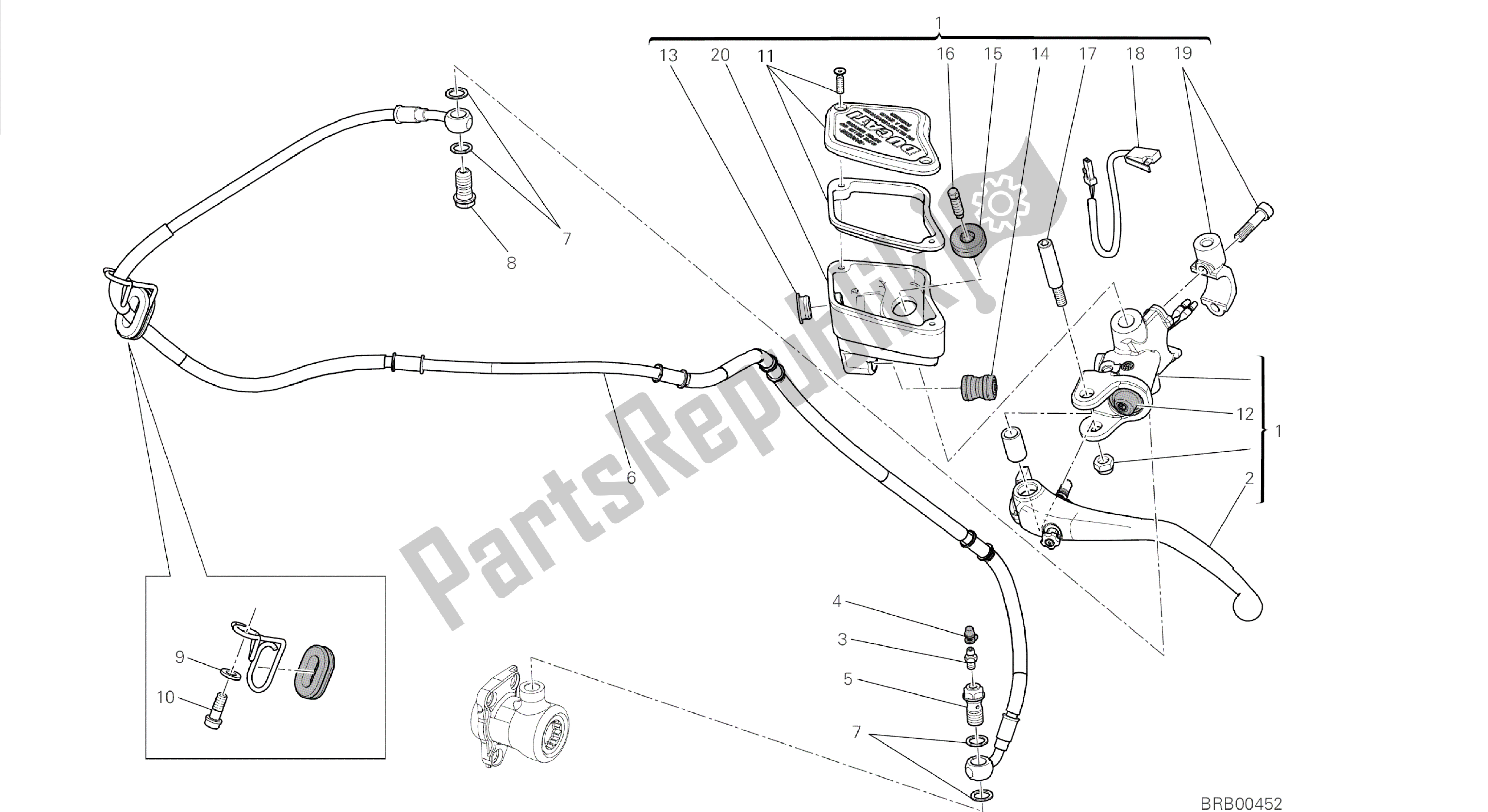 Tutte le parti per il Disegno 023 - Gruppo Pompa Frizione [mod: Dvl] Telaio Gruppo del Ducati Diavel 1200 2014