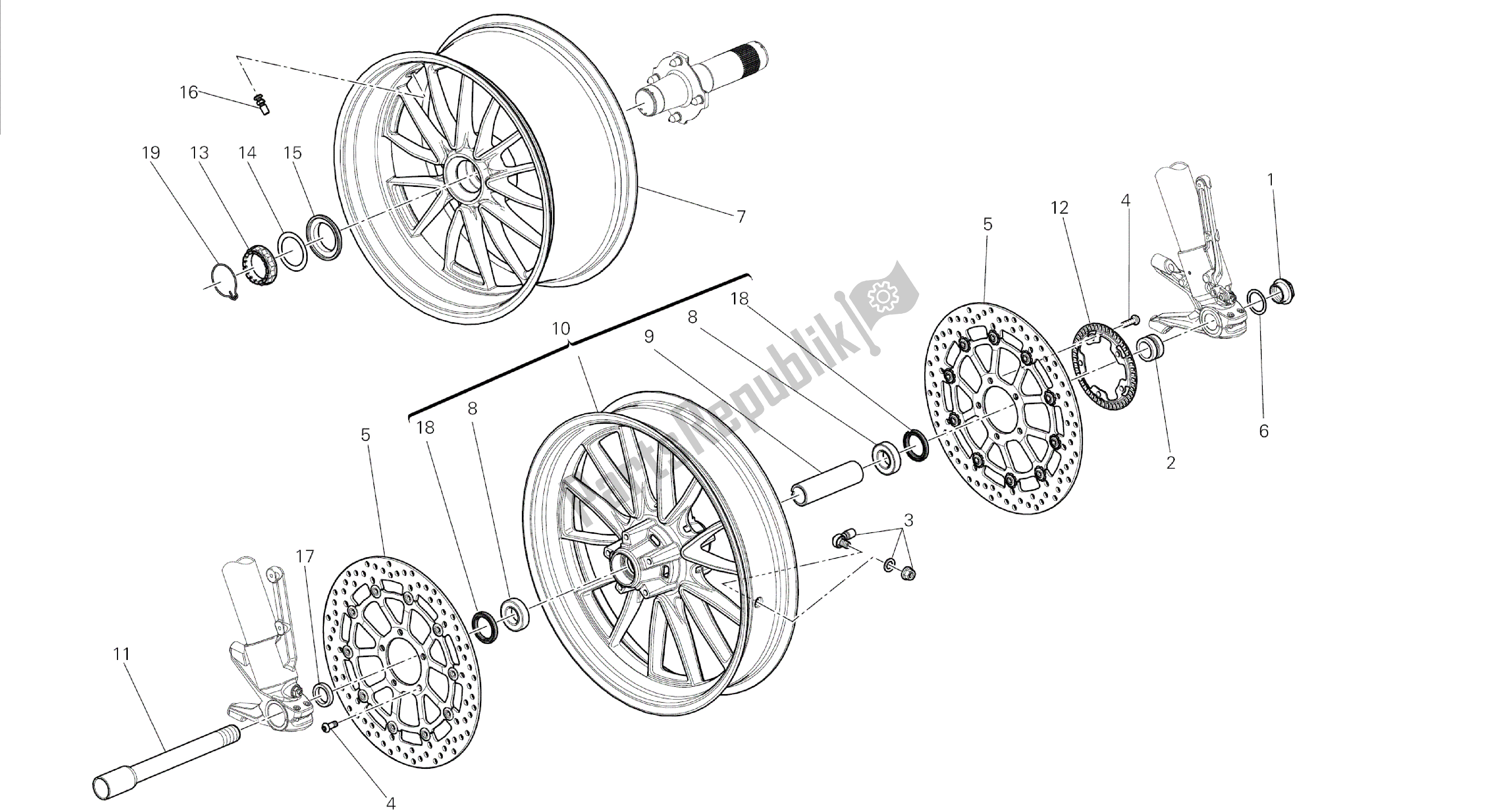 Todas las partes para Dibujo 026 - Marco De Grupo De Ruedas [mod: Dvl] de Ducati Diavel 1200 2014