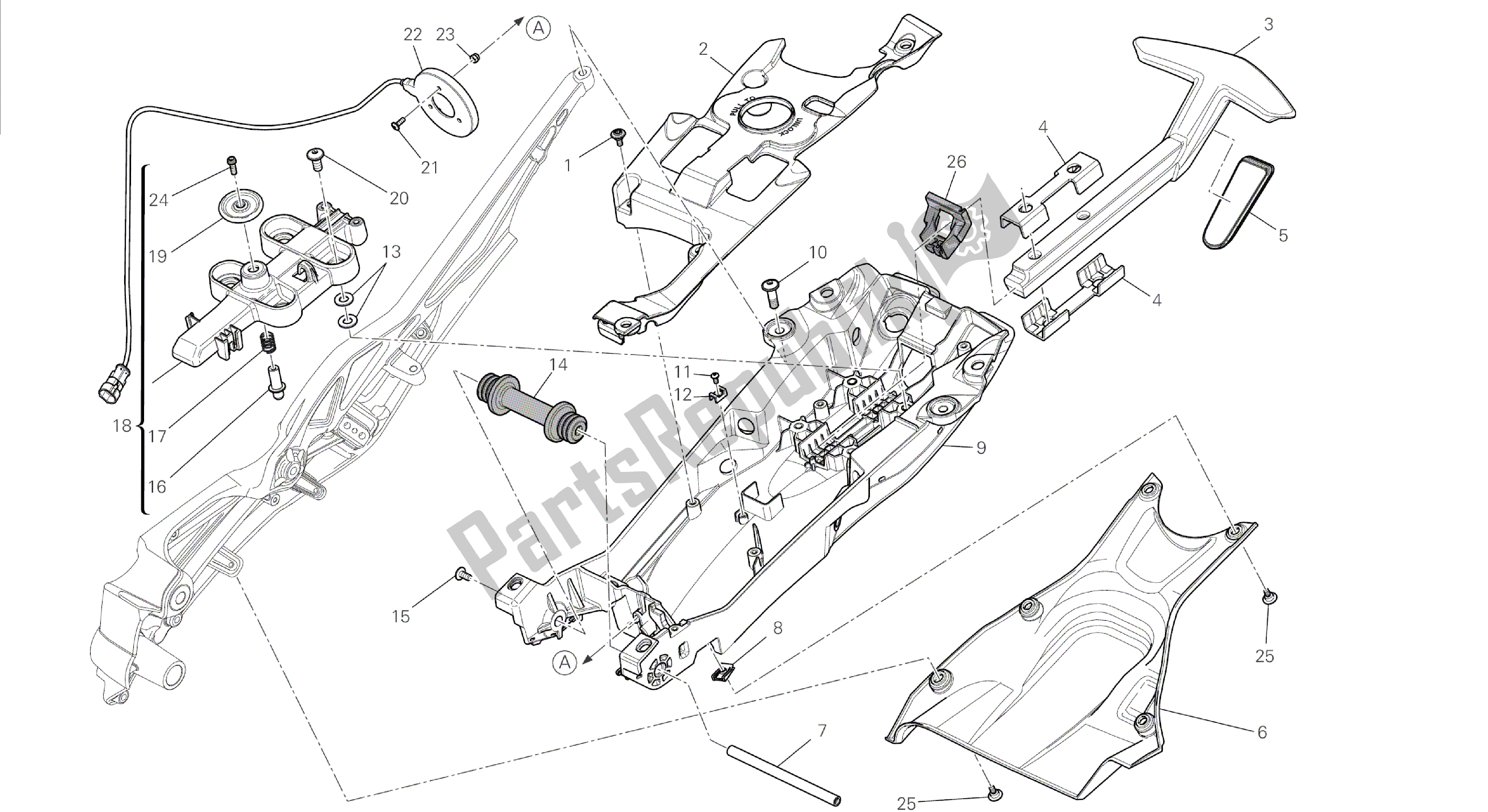 Tutte le parti per il Disegno 027 - Telaio Posteriore Comp. [mod: Dvl] Frame Di Gruppo del Ducati Diavel 1200 2014