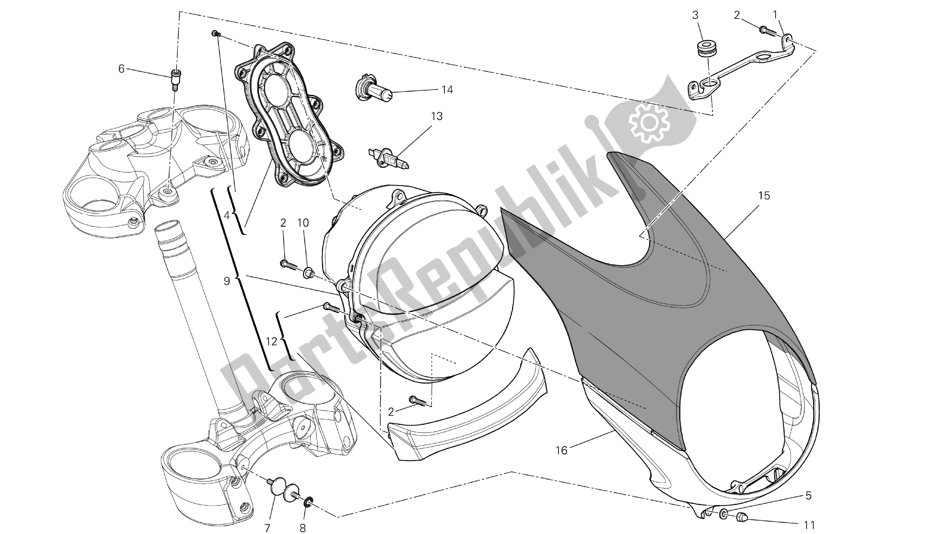 Todas las partes para Dibujo 020 - Faro [m Od: Dvlc; Xst: Aus, Bra, Chn, Eur, Fra, Jap, Th Ai] Grupo Eléctrico de Ducati Diavel Carbon 1200 2013