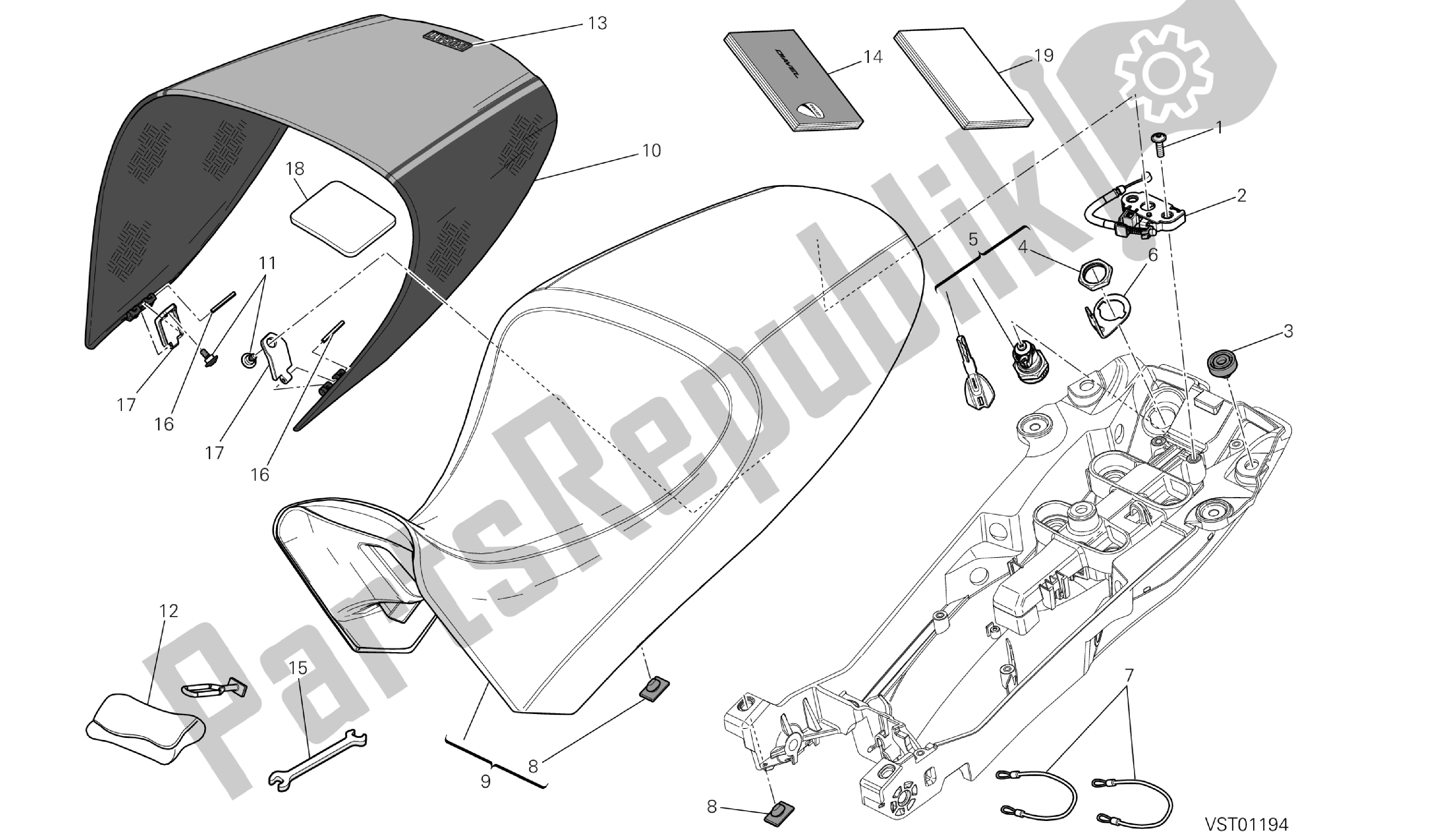 Todas las partes para Dibujo 033 - Asiento [m Od: Dvlc; Xst: Aus, Bra, Chn, Eur, Fra, Jap, Th Ai] Group Fr Ame de Ducati Diavel Carbon 1200 2013