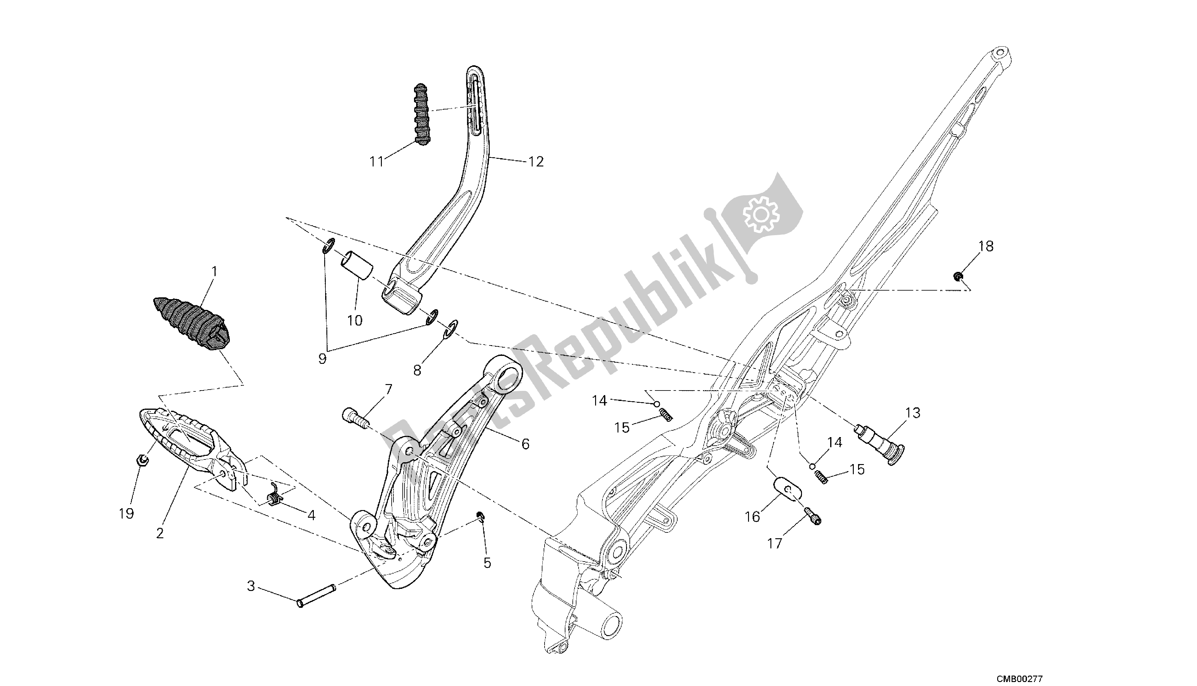 Todas las partes para Dibujo 22b - Reposapiés, Derecha [m Od: Dvlc; Xst: Aus, Bra, Chn, Eur, Fra, Jap, Th Ai] Group Fr Ame de Ducati Diavel Carbon 1200 2013