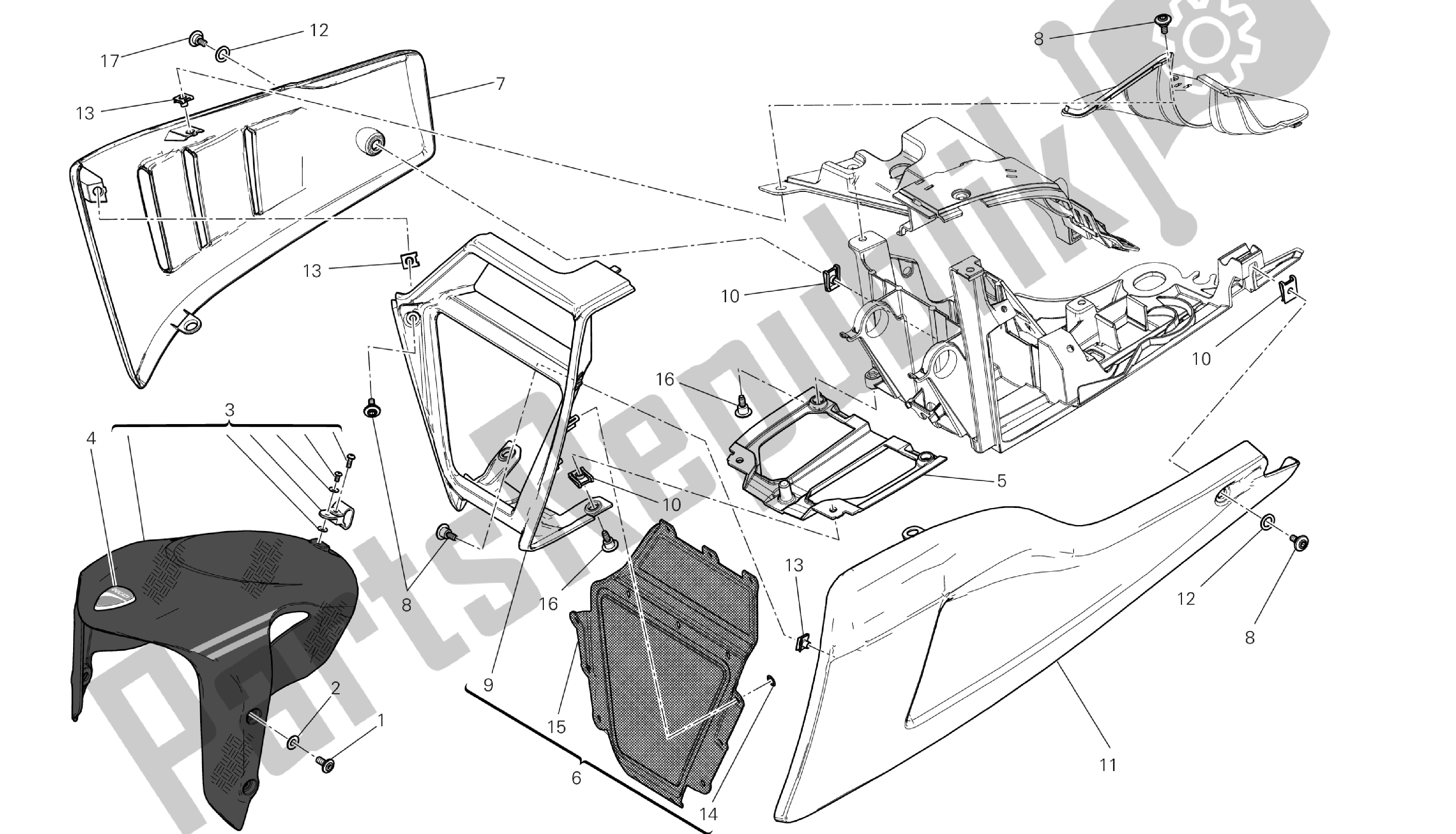 Todas las partes para Dibujo 34b - Guardabarros Delantero [m Od: Dvlc; Xst: Aus, Bra, Chn, Eur, Fra, Jap, Th Ai] Group Fr Ame de Ducati Diavel Carbon 1200 2013