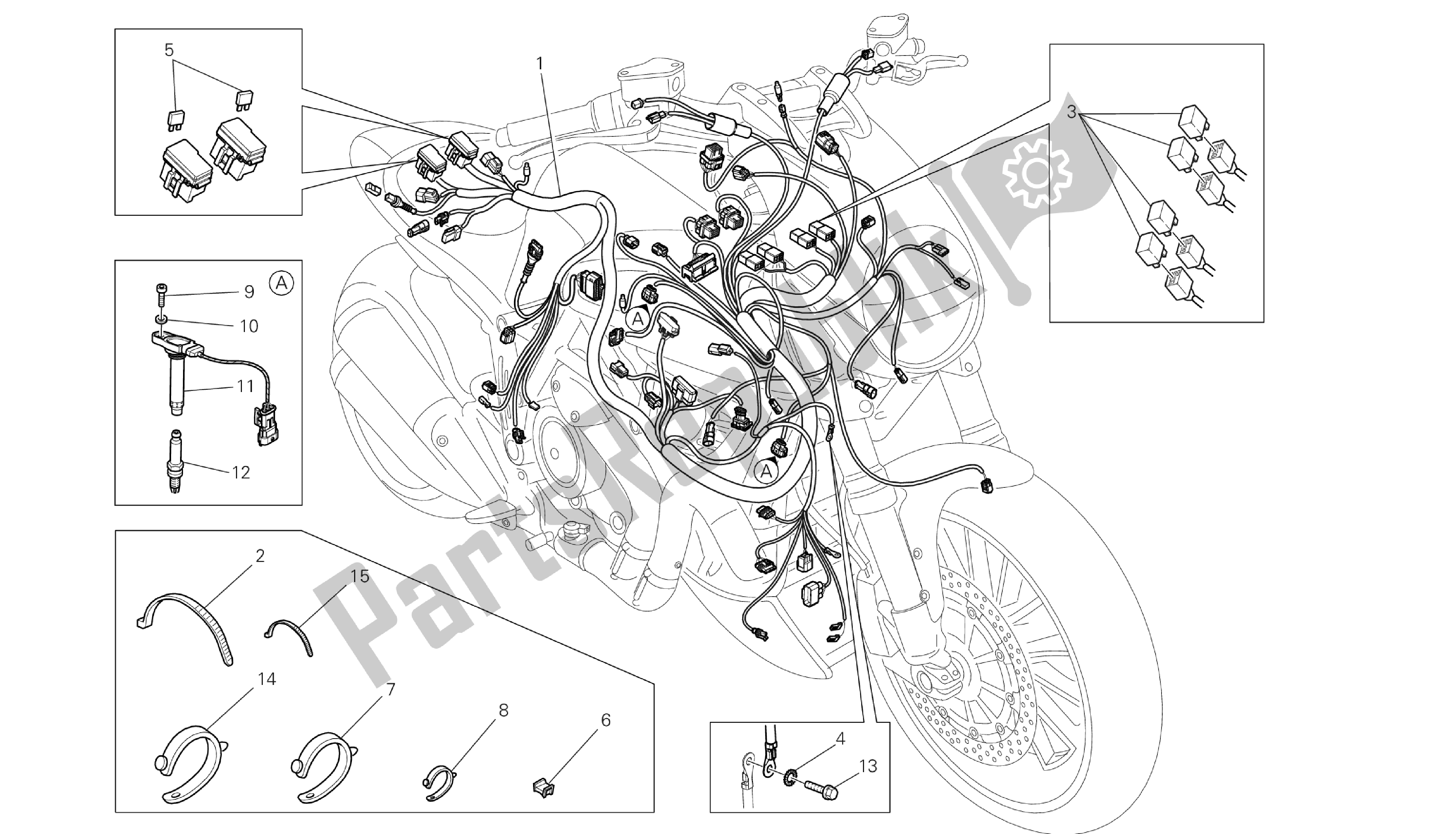 Todas las partes para Dibujo 18b - Mazo De Cables [m Od: Dvlc; Xst: Aus, Bra, Chn, Eur, Fra, Jap, Th Ai] Grupo Eléctrico de Ducati Diavel Carbon 1200 2013