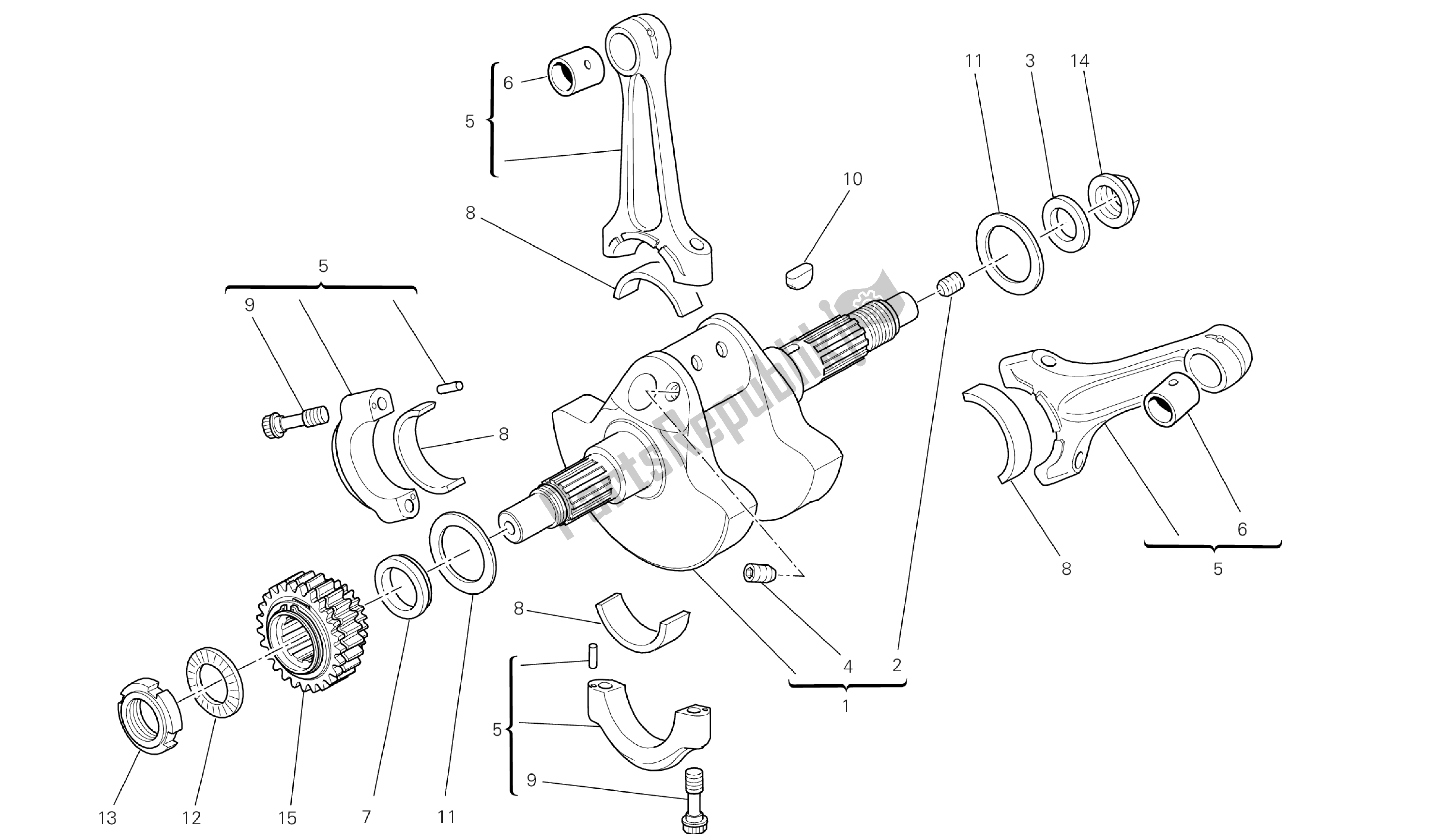 Todas as partes de Desenho 006 - Imbiellaggio [m Od: Dvlc; Xst: Aus, Bra, Chn, Eur, Fra, Jap, Th Ai] Grupo Engi Ne do Ducati Diavel Carbon 1200 2013