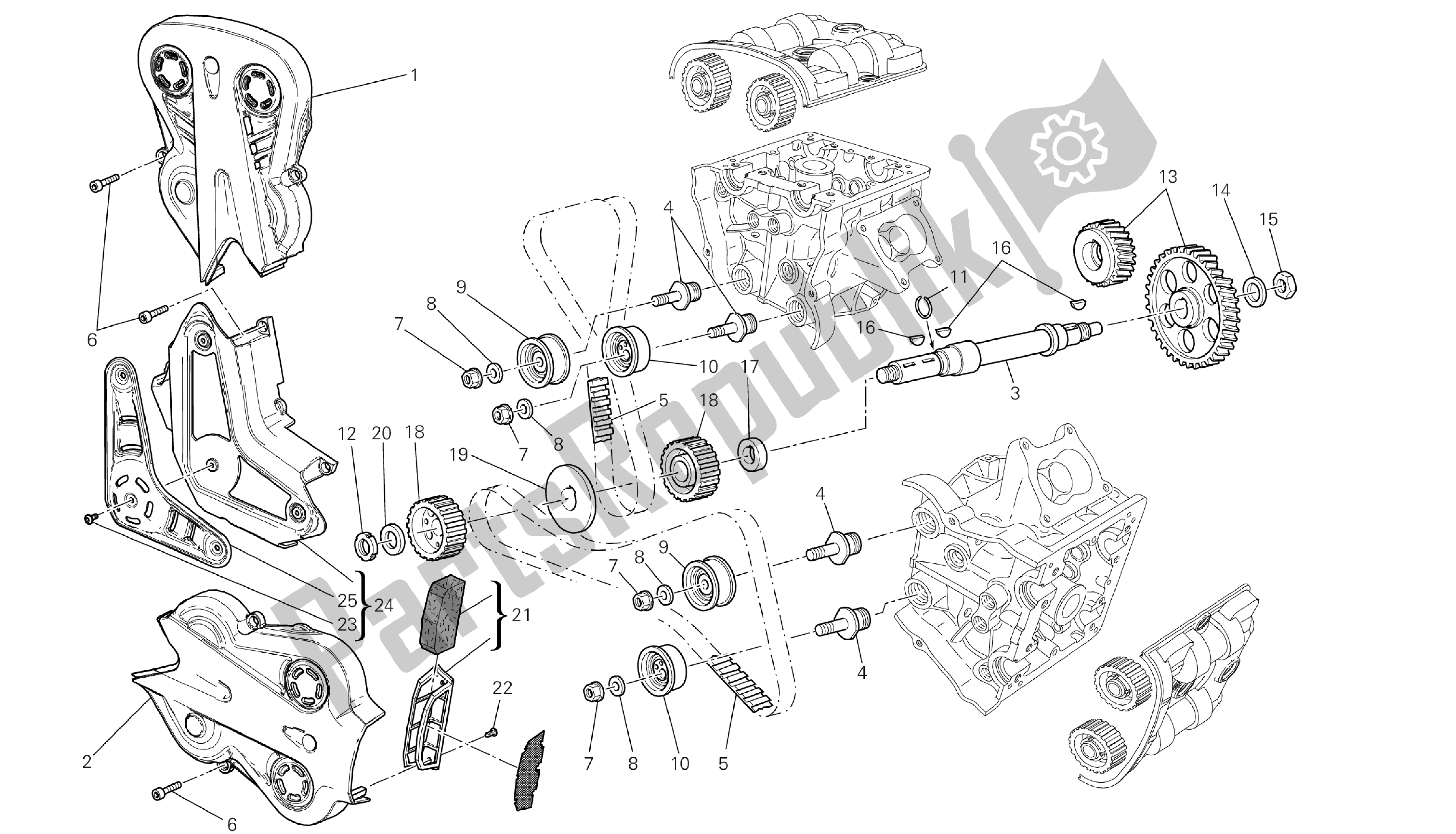 Todas las partes para Dibujo 008 - Distribución [m Od: Dvlc; Xst: Aus, Bra, Chn, Eur, Fra, Jap, Th Ai] Engi Ne Del Grupo de Ducati Diavel Carbon 1200 2013