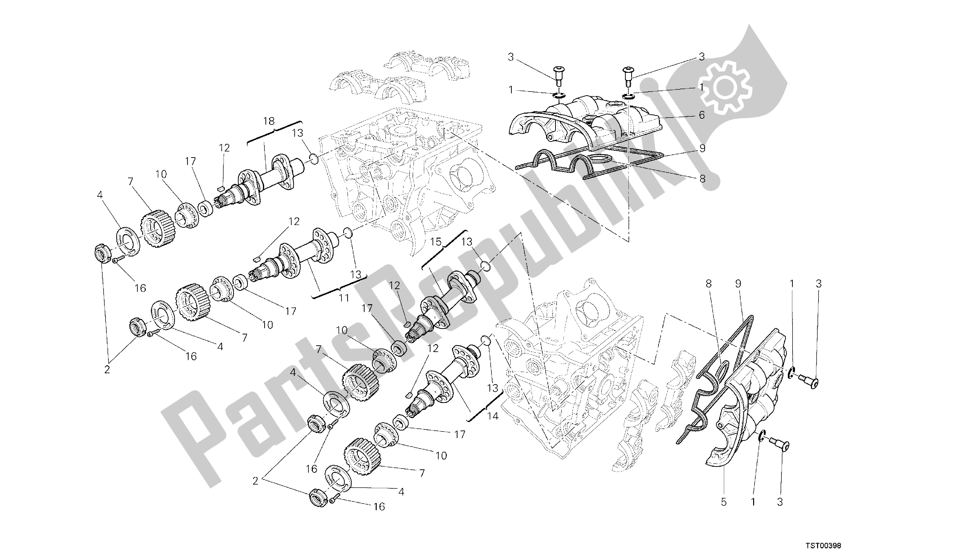 Todas las partes para Dibujo 013 - árbol De Levas [m Od: Dvlc; Xst: Aus, Bra, Chn, Eur, Fra, Jap, Th Ai] Grupo Ingi Ne de Ducati Diavel Carbon 1200 2013