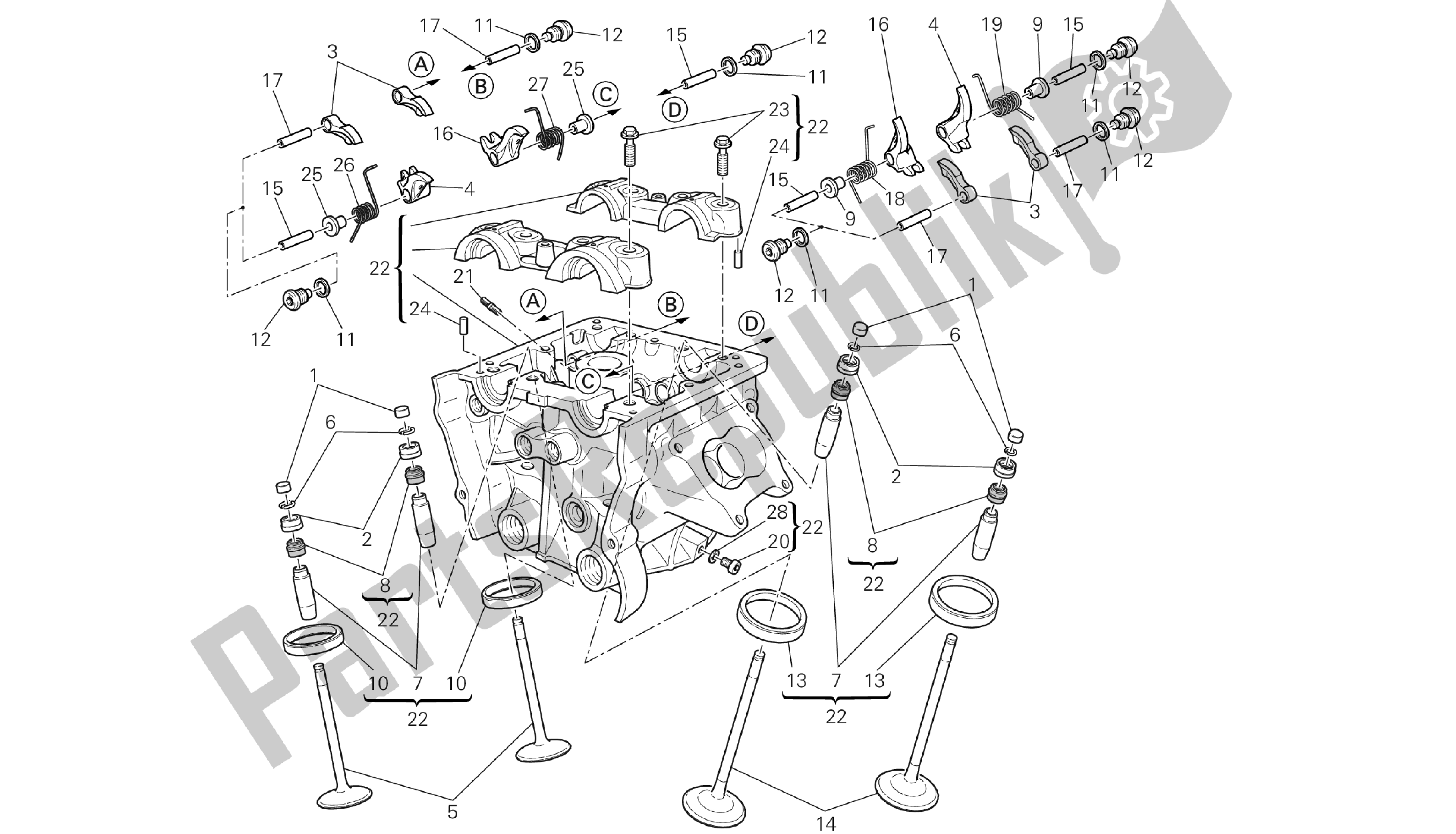 Todas las partes para Dibujo 014 - Culata Vertical [m Od: Dvlc; Xst: Aus, Bra, Chn, Eur, Fra, Jap, Th Ai] Engi Ne Del Grupo de Ducati Diavel Carbon 1200 2013