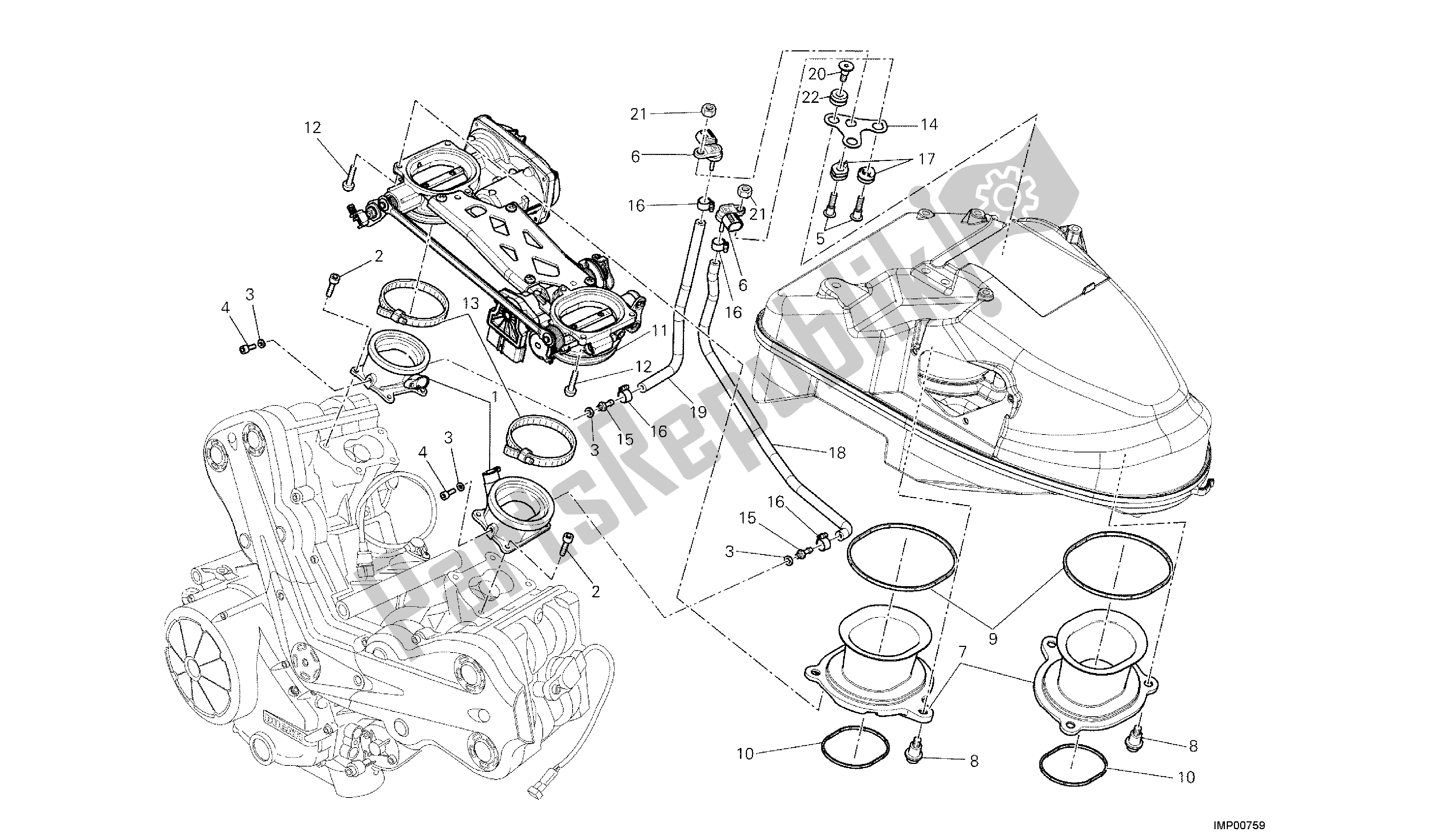 Todas las partes para Dibujo 017 - Cuerpo Del Acelerador [mod: Ddlc; X St: Aus, Bra, E Ur, Fra, Japonés] Motor De Grupo de Ducati Diavel Carbon 1200 2013