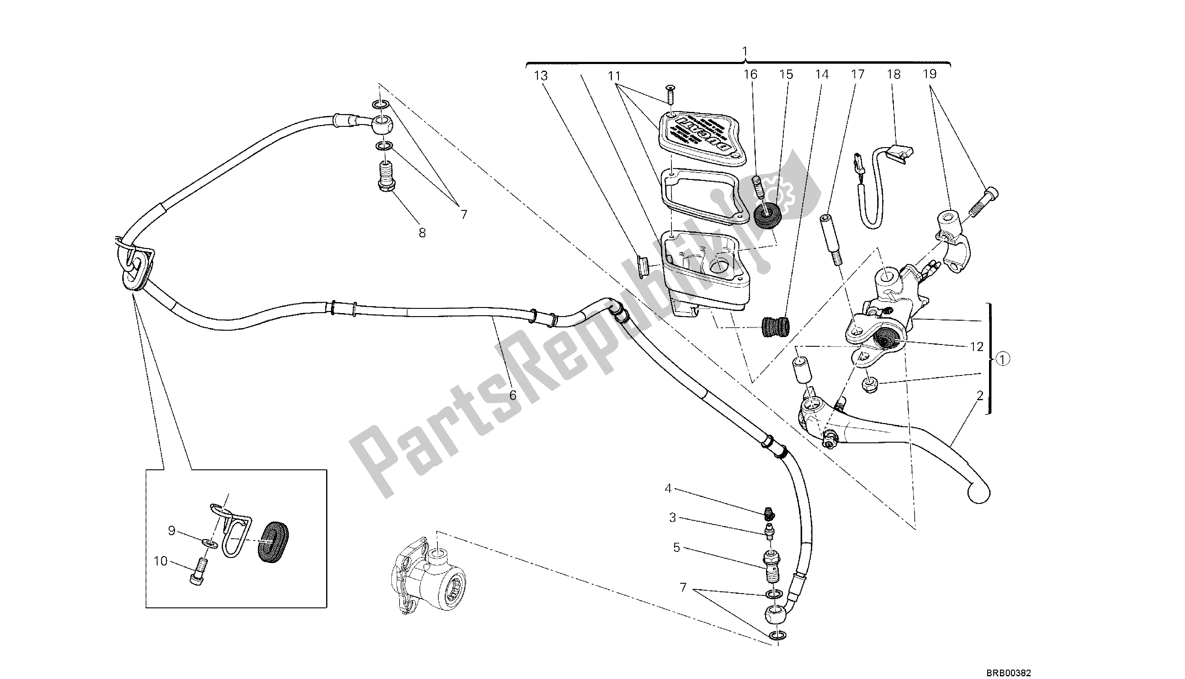 Todas las partes para Dibujo 023 - Cilindro Maestro Del Embrague [m Od: Dvlc; Xst: Aus, Bra, Chn, Eur, Fra, Jap, Th Ai] Group Fr Ame de Ducati Diavel Carbon 1200 2013