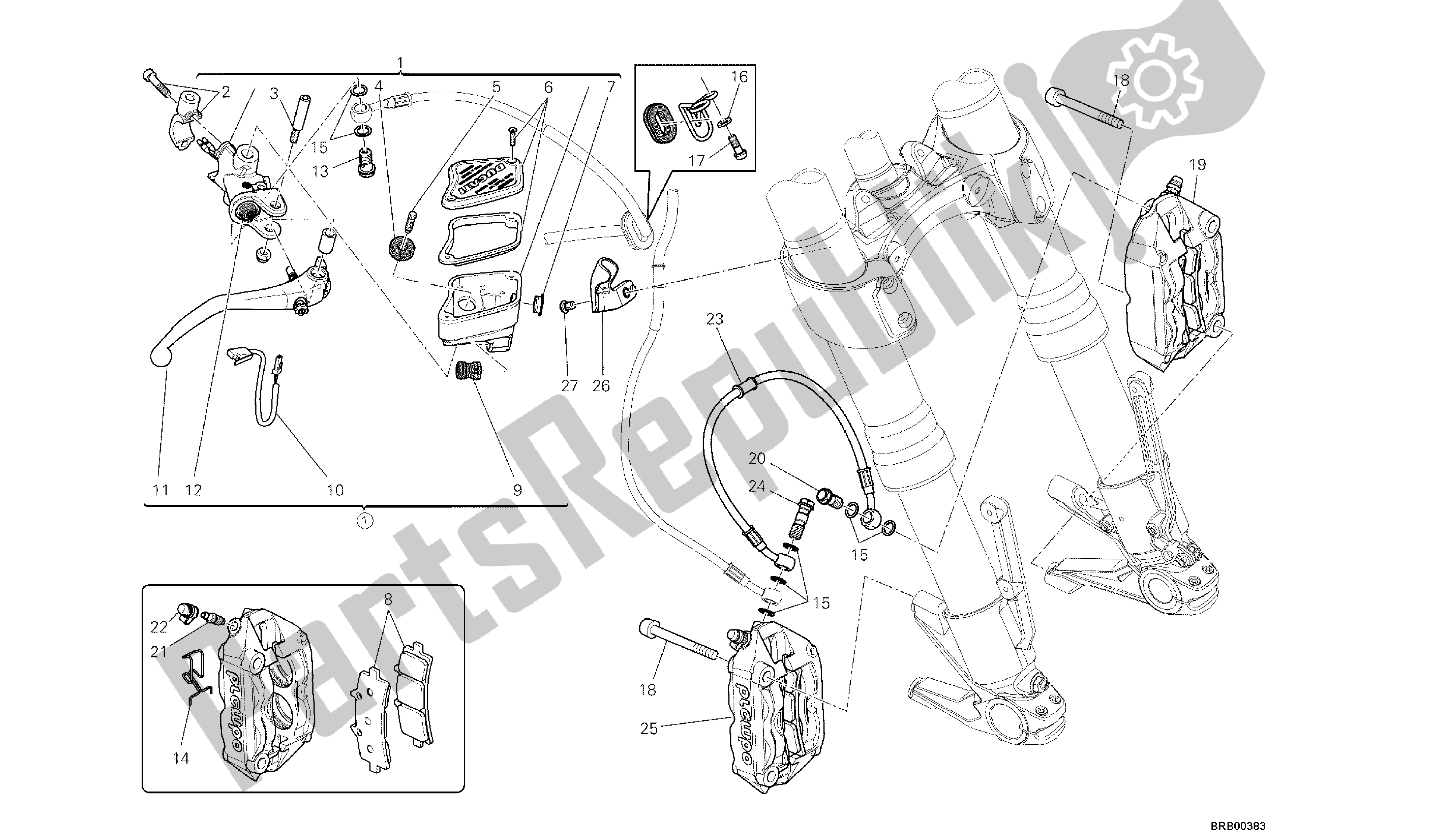 Todas las partes para Dibujo 024 - Sistema De Freno Delantero [m Od: Dvlc; Xst: Aus, Bra, Chn, Eur, Fra, Jap, Th Ai] Group Fr Ame de Ducati Diavel Carbon 1200 2013